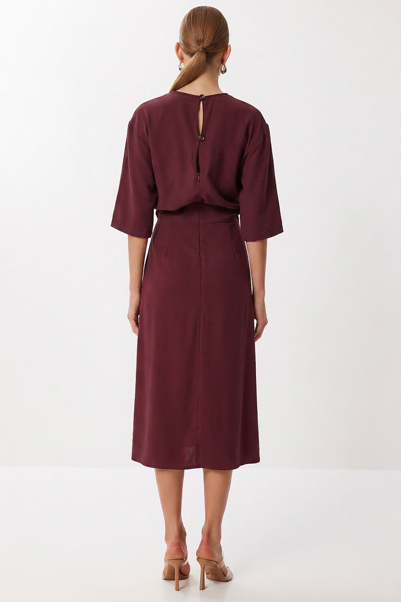ISTANBUL Fitted Satin Midi Dress 5
