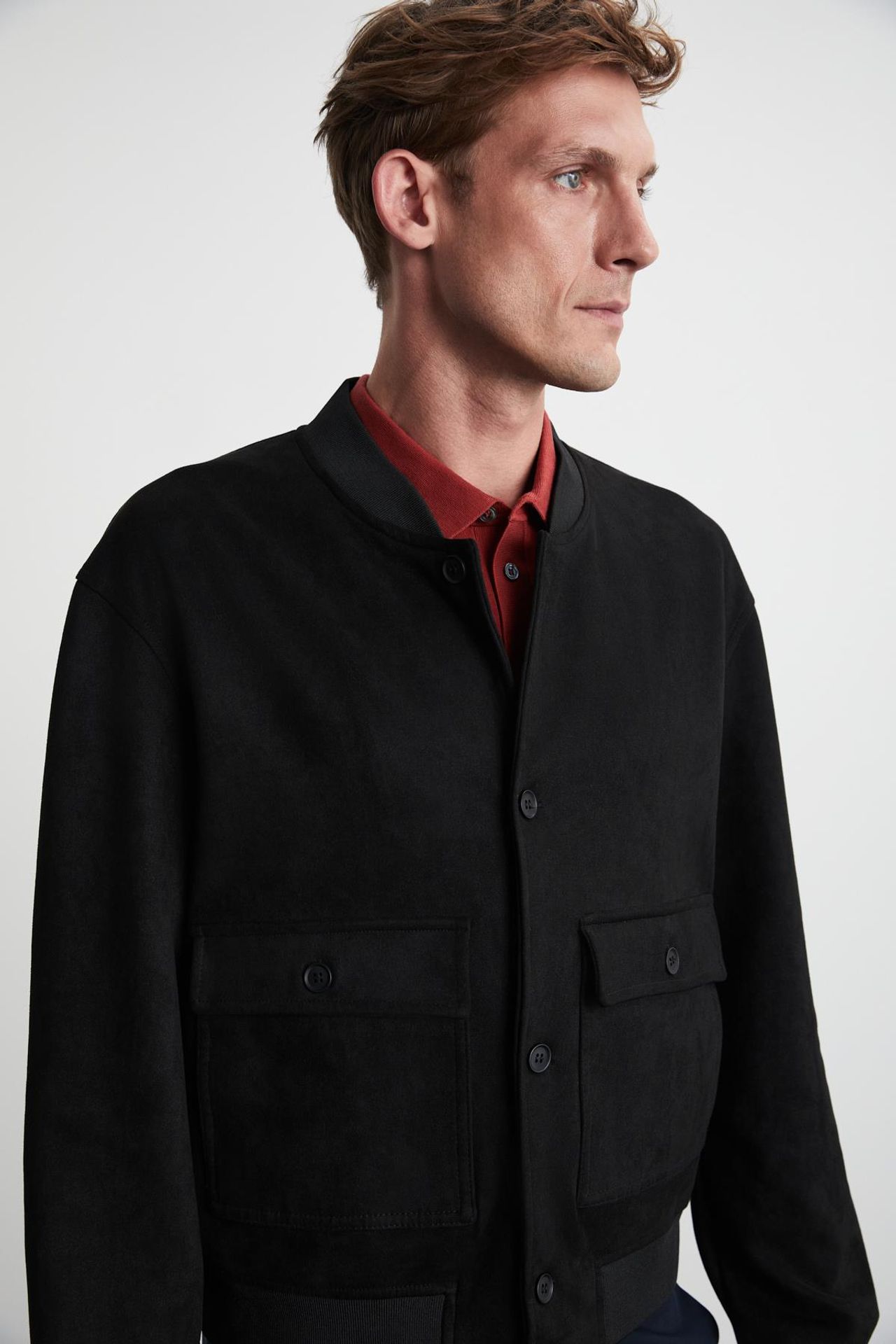 GRIMELANGE Bomber Collar Button Jacket 5