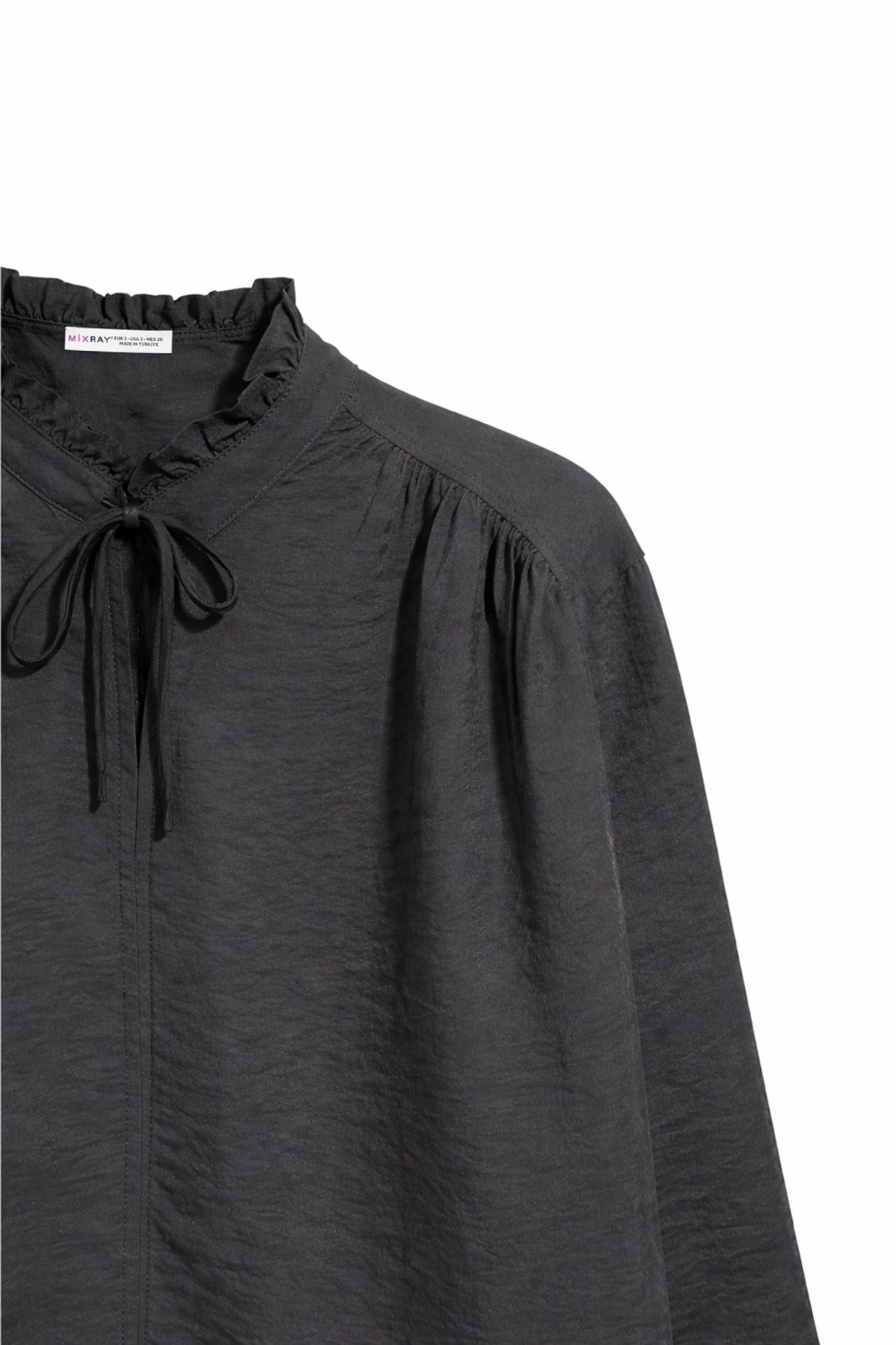 MIXRAY Women's Mandarin Tie Blouse
