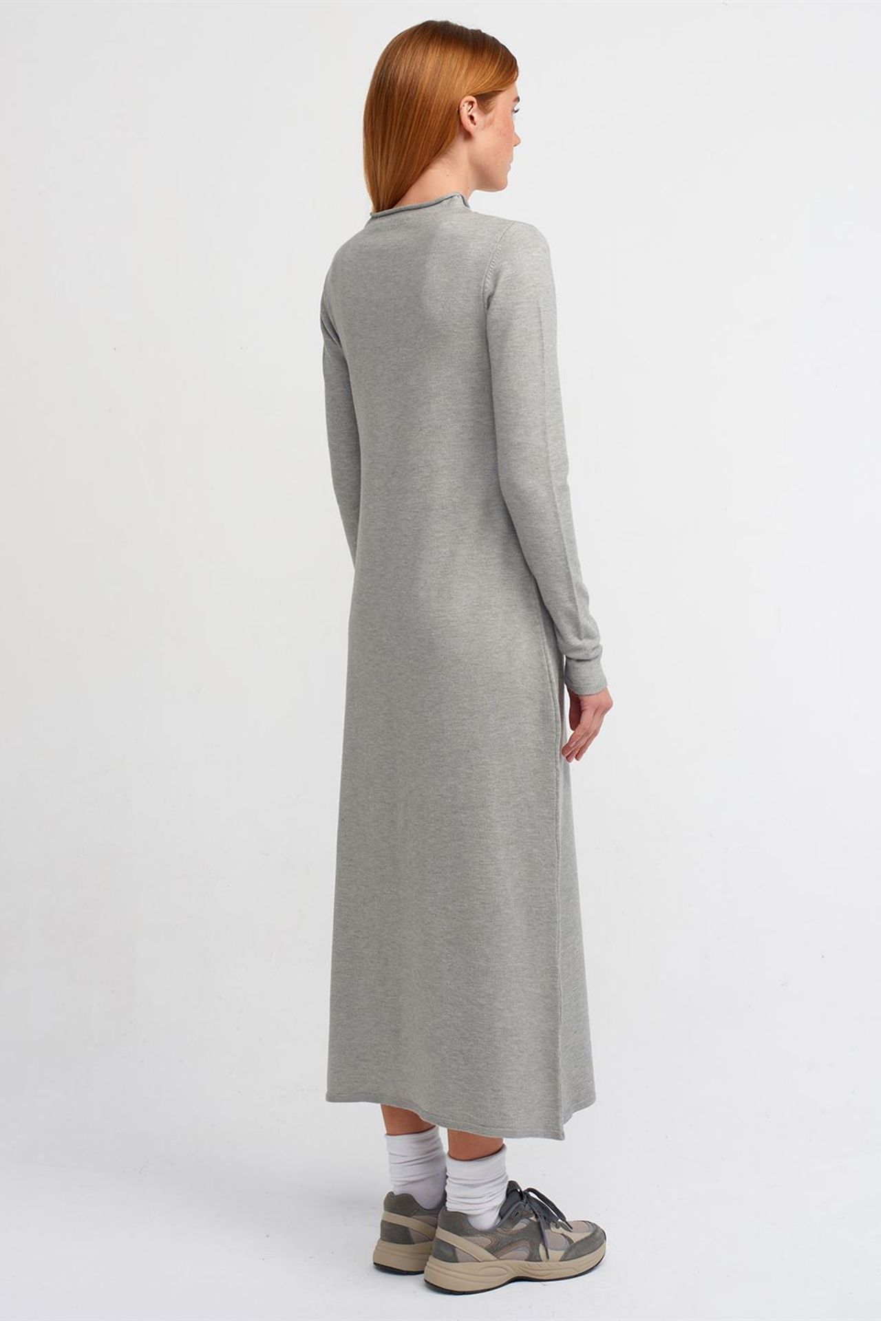 DILVIN Ribbed Turtleneck Midi Dress 2