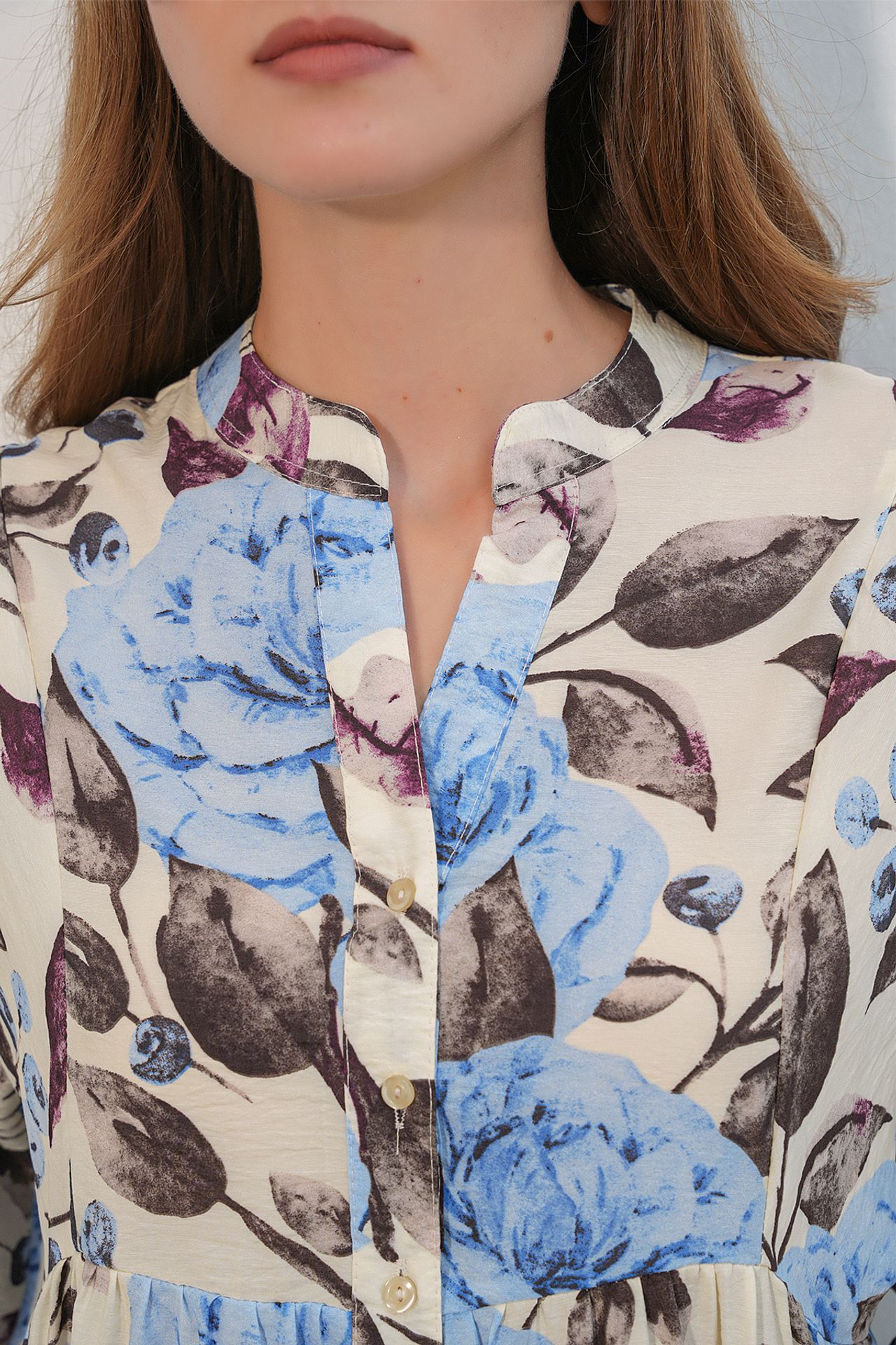 BDART Floral Maxi Dress With Mandarin Collar 6