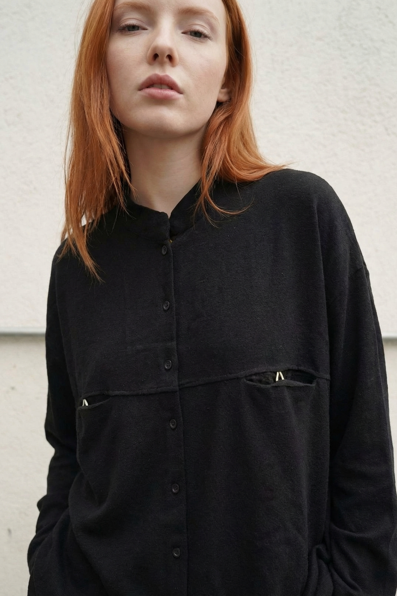 MY FASHION Oversized Linen-Blend Long Sleeve Shirt 4