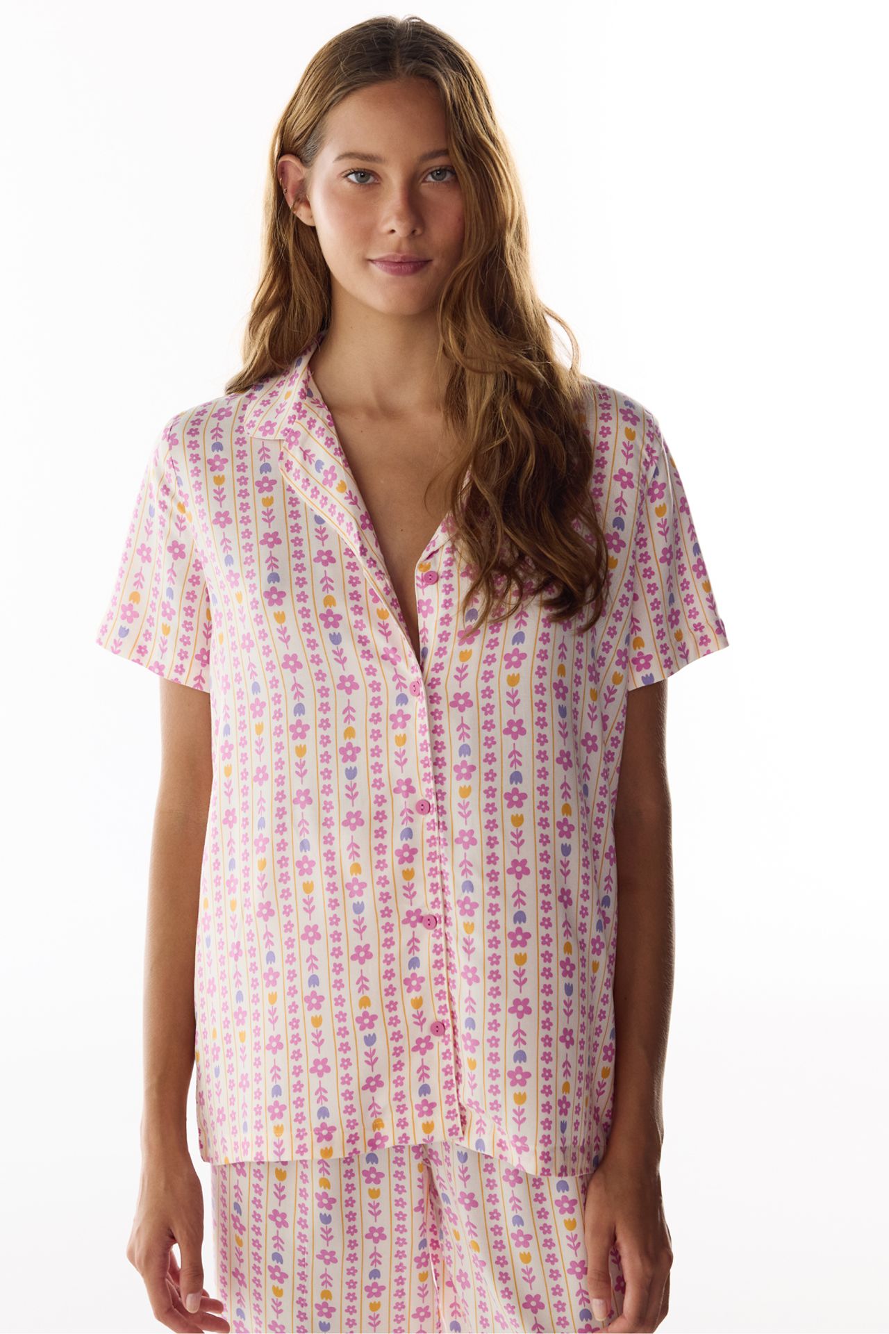 PENTI Flora Floral Short Sleeve Shirt Trousers Pajama Set 2