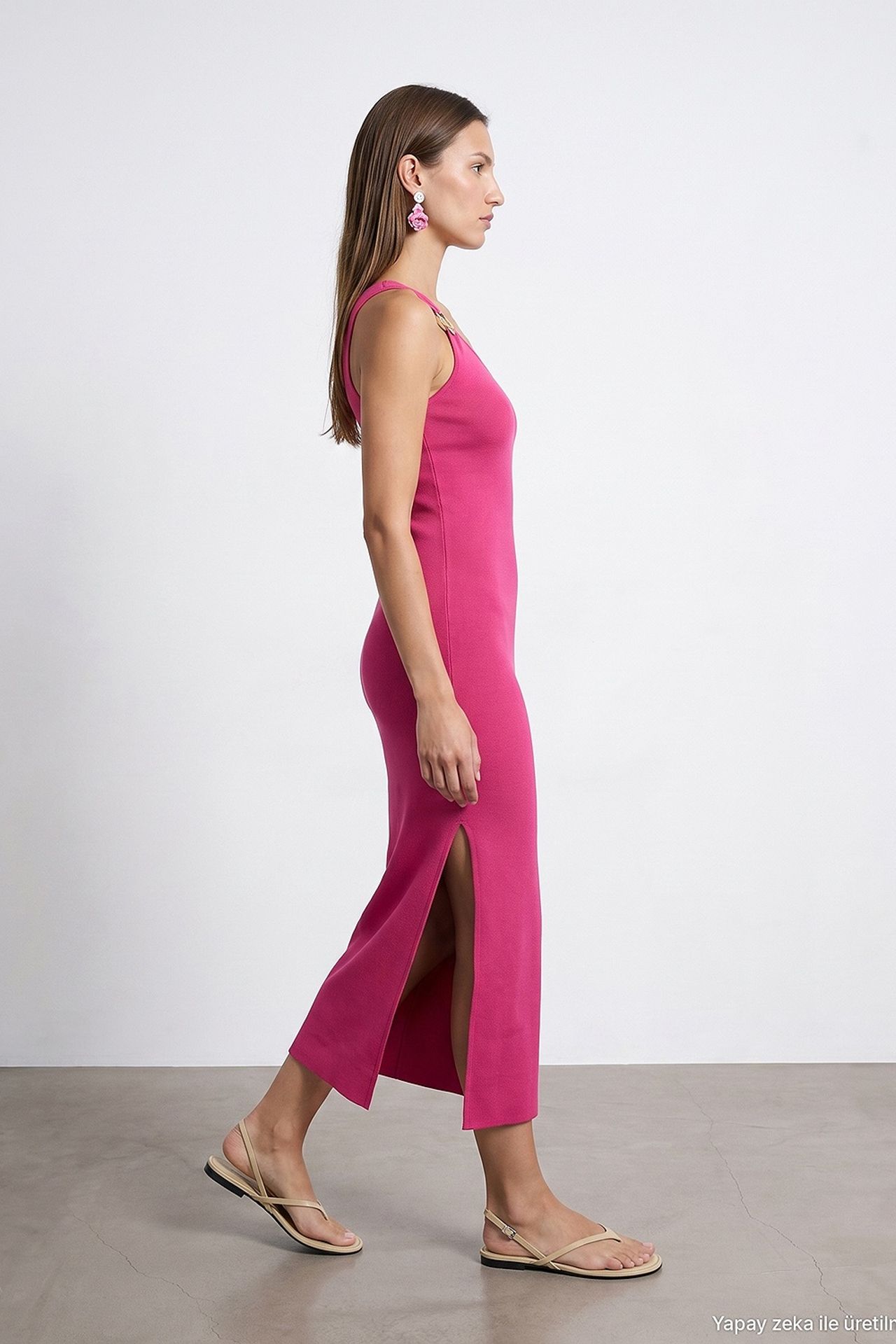 DILVIN Asymmetrical One-Shoulder Ribbed Midi Dress 5