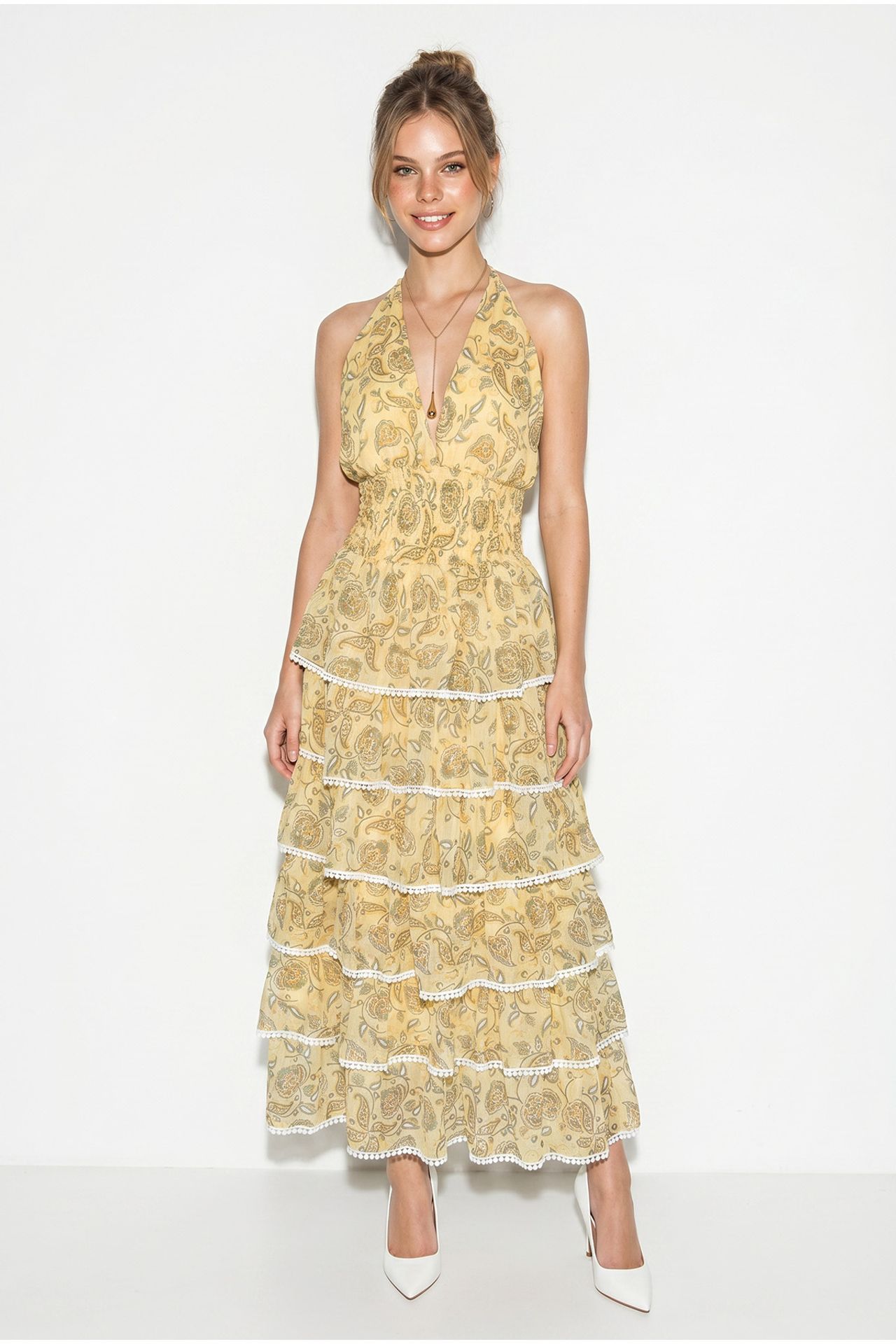 LUCCI Paisley Halter Maxi Dress 1