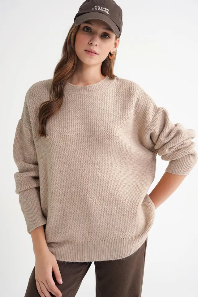 Mixray Long Sleeve Ribbed Knit Sweater