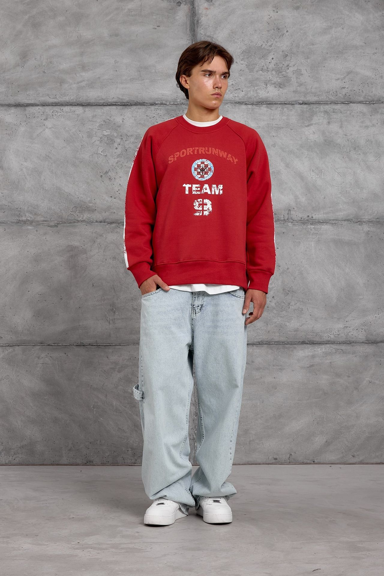 NOMARC Baskılı Çizgili Bisiklet Yaka Sweatshirt 3