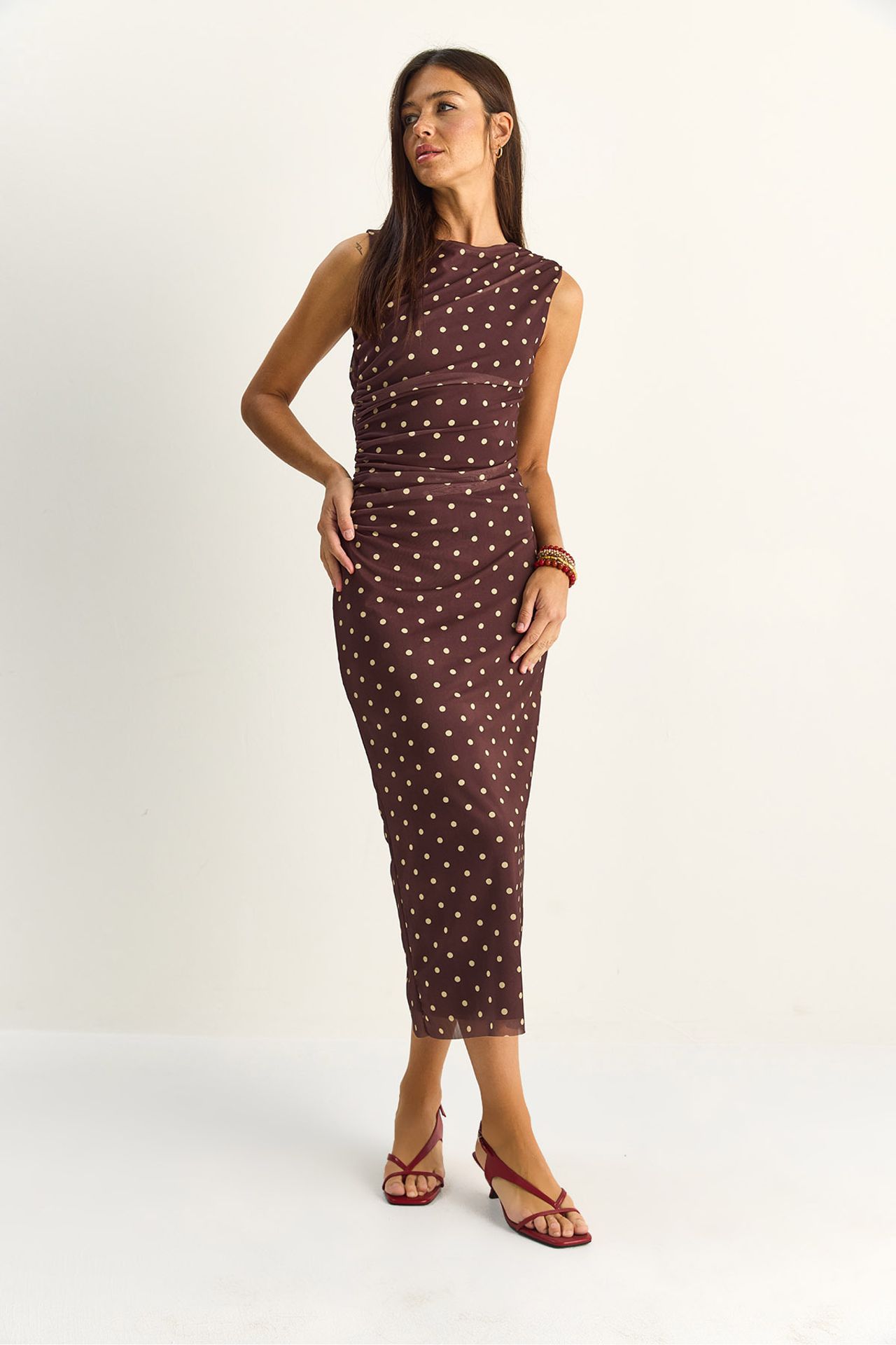 LUCCI Polka Dot Bodycon Midi Dress 3