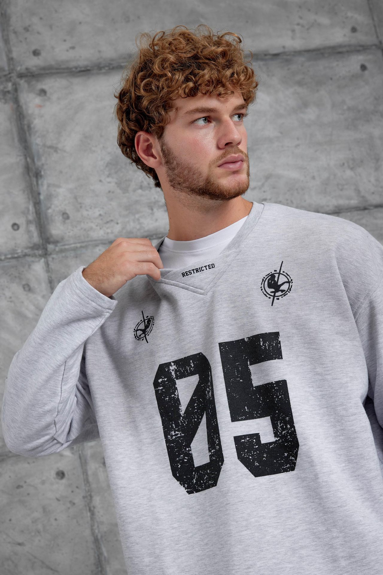 NOMARC Baskılı Oversize Bisiklet Yaka Sweatshirt 5