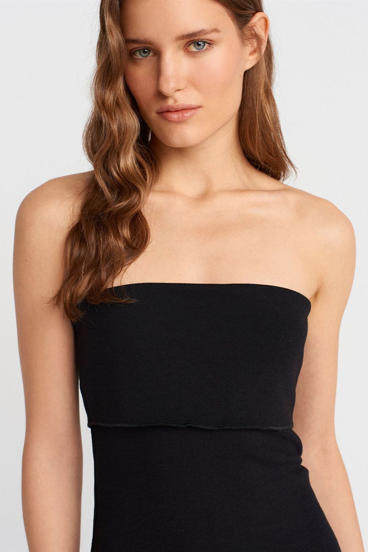 DILVIN Askısız Bodycon Midi Elbise 4