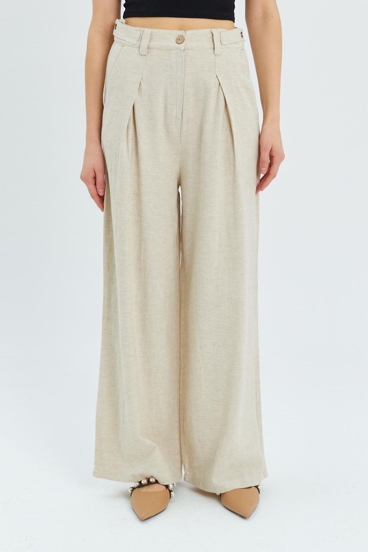 Mixray High Waist Pleated Palazzo Pants 4