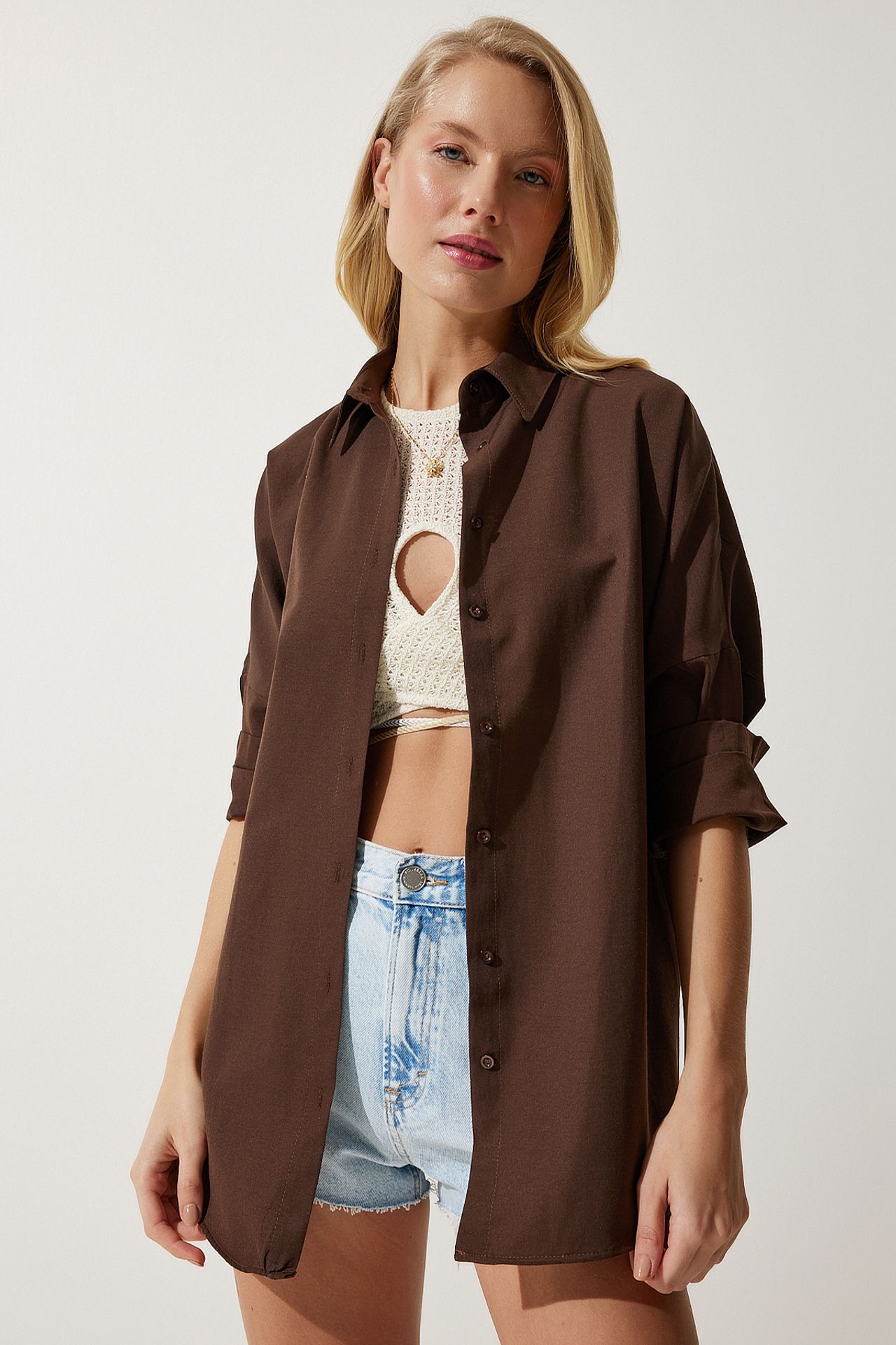 ISTANBUL Oversized Poplin Button-Up Shirt with Long Sleeves 2