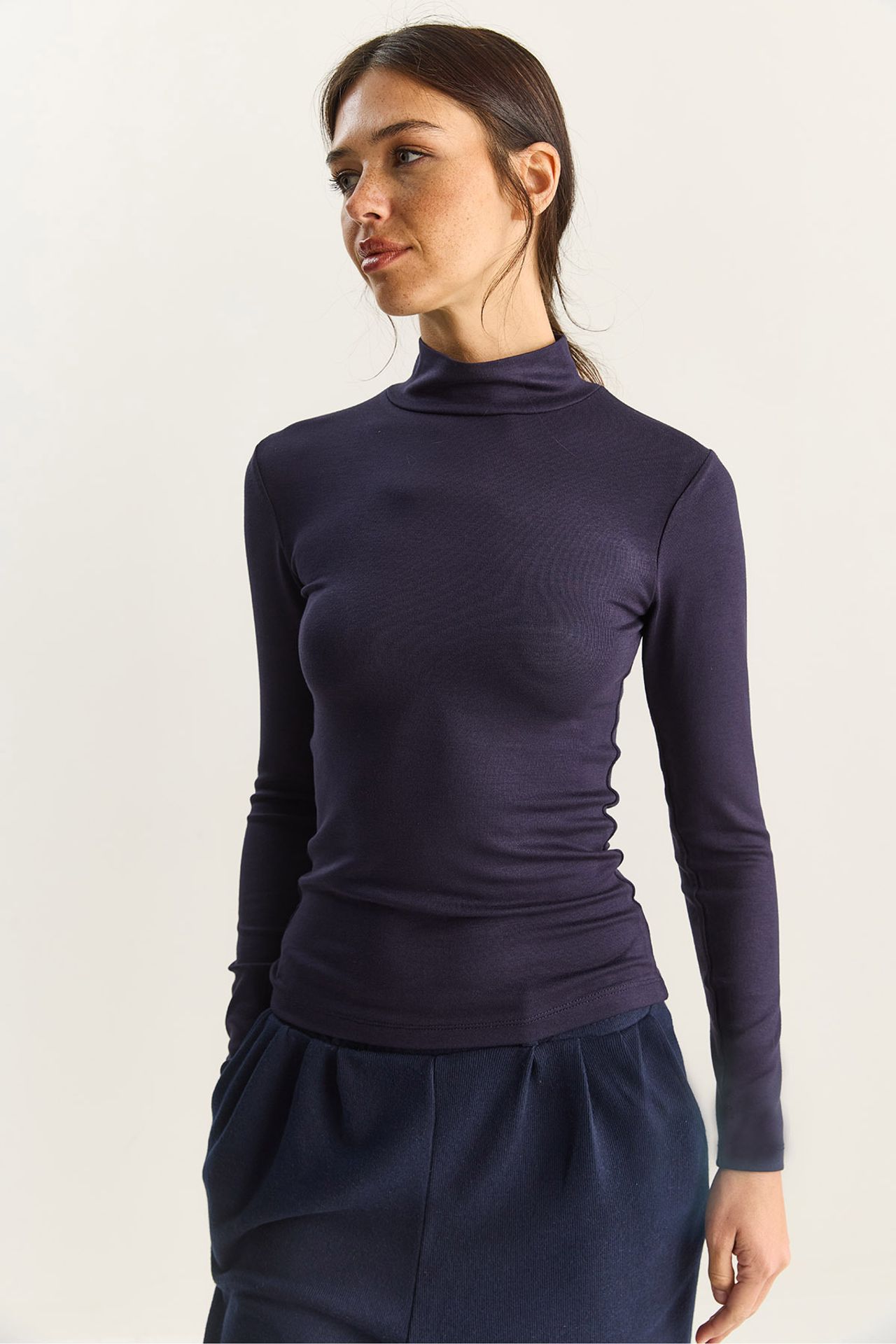 LUCCI Slim Fit Long Sleeve Half Turtleneck Top 6