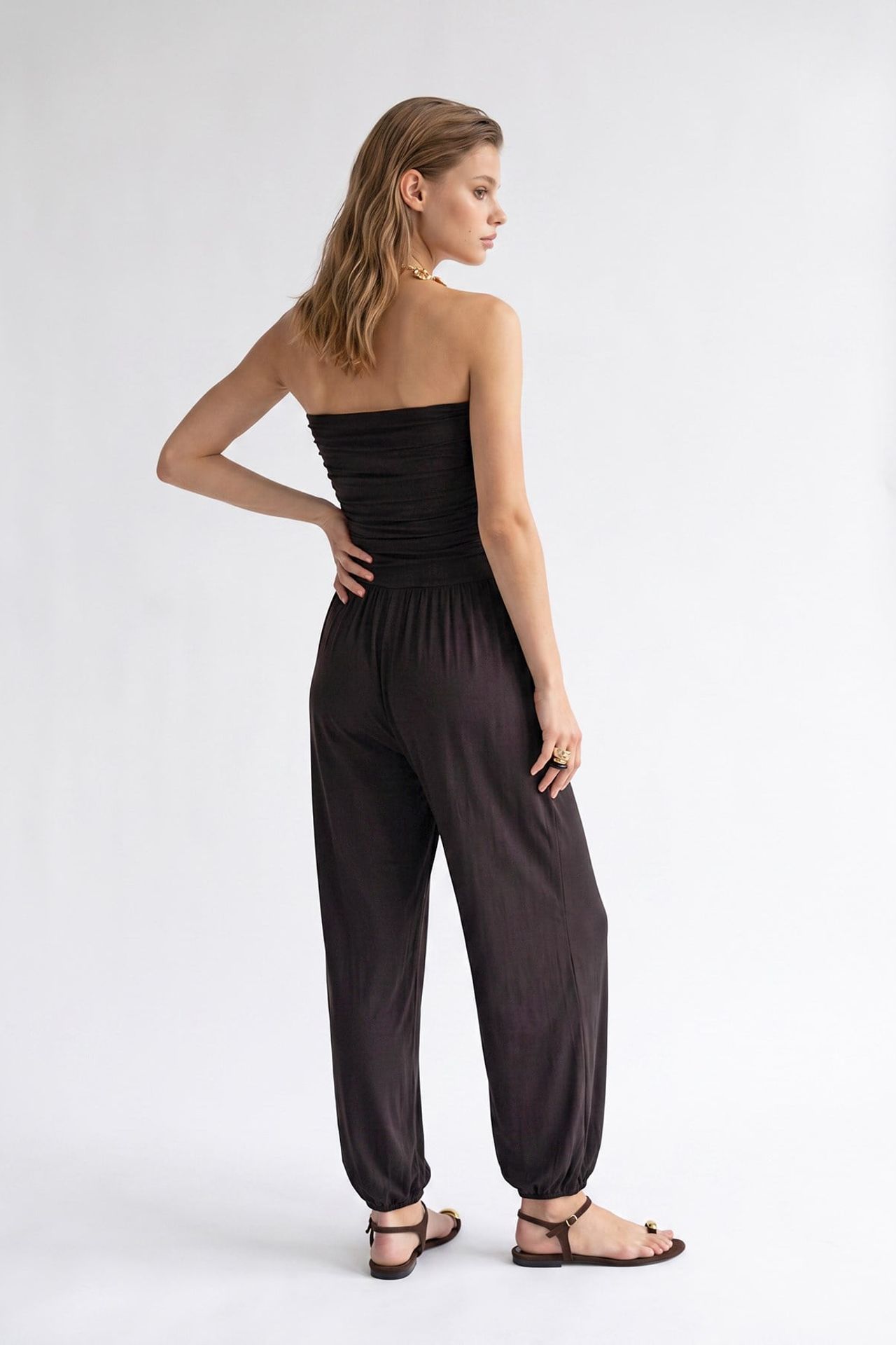 MIXRAY Strapless Shirred Knit Jumpsuit 5