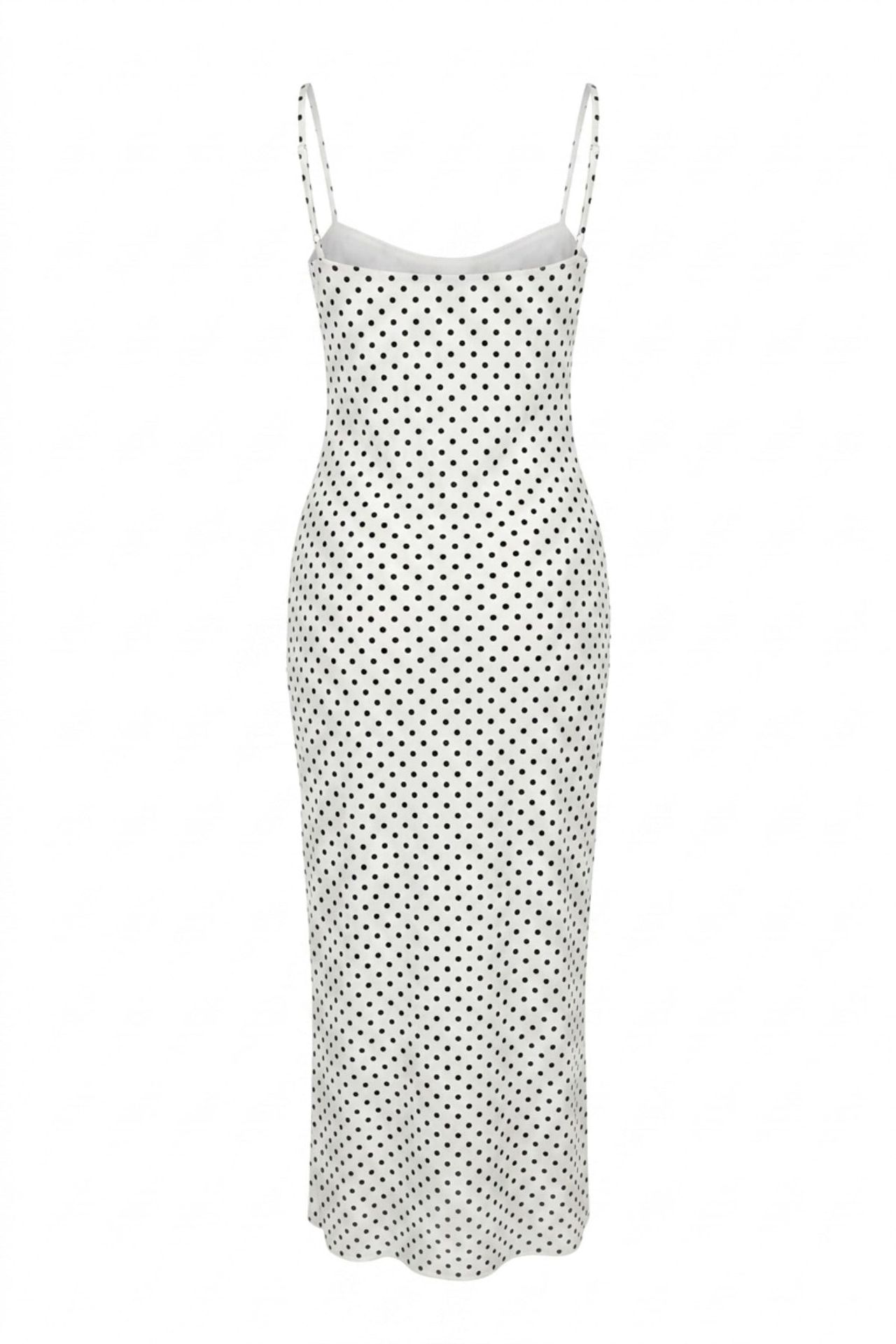 Mixray Strapless Polka Dot Bodycon Midi Dress 3
