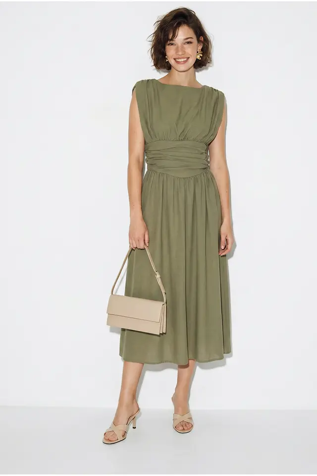 LUCCI Women's Sleeveless A-Line Midi Dress