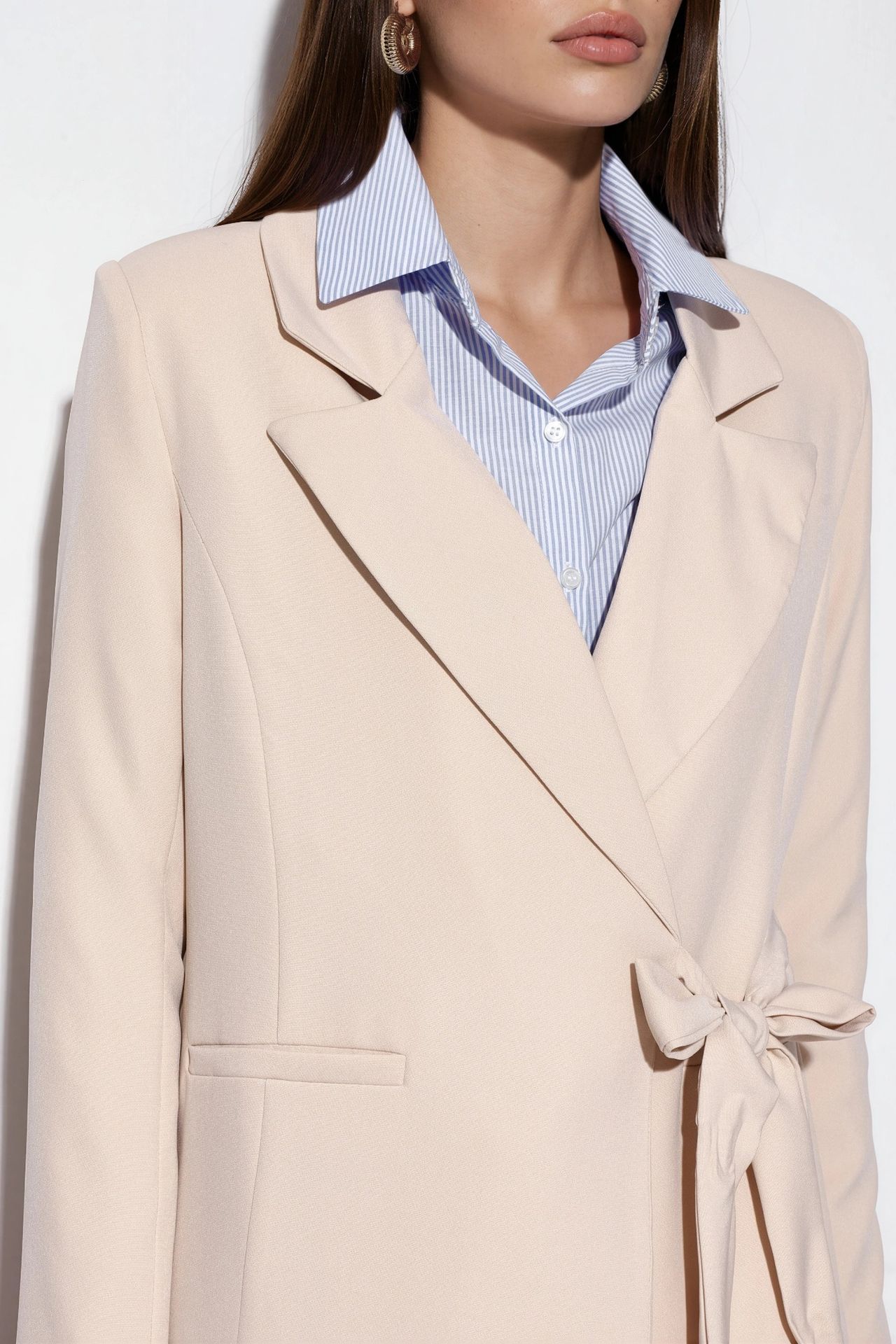 BDART Long Tie Closure Shawl Collar Blazer 4