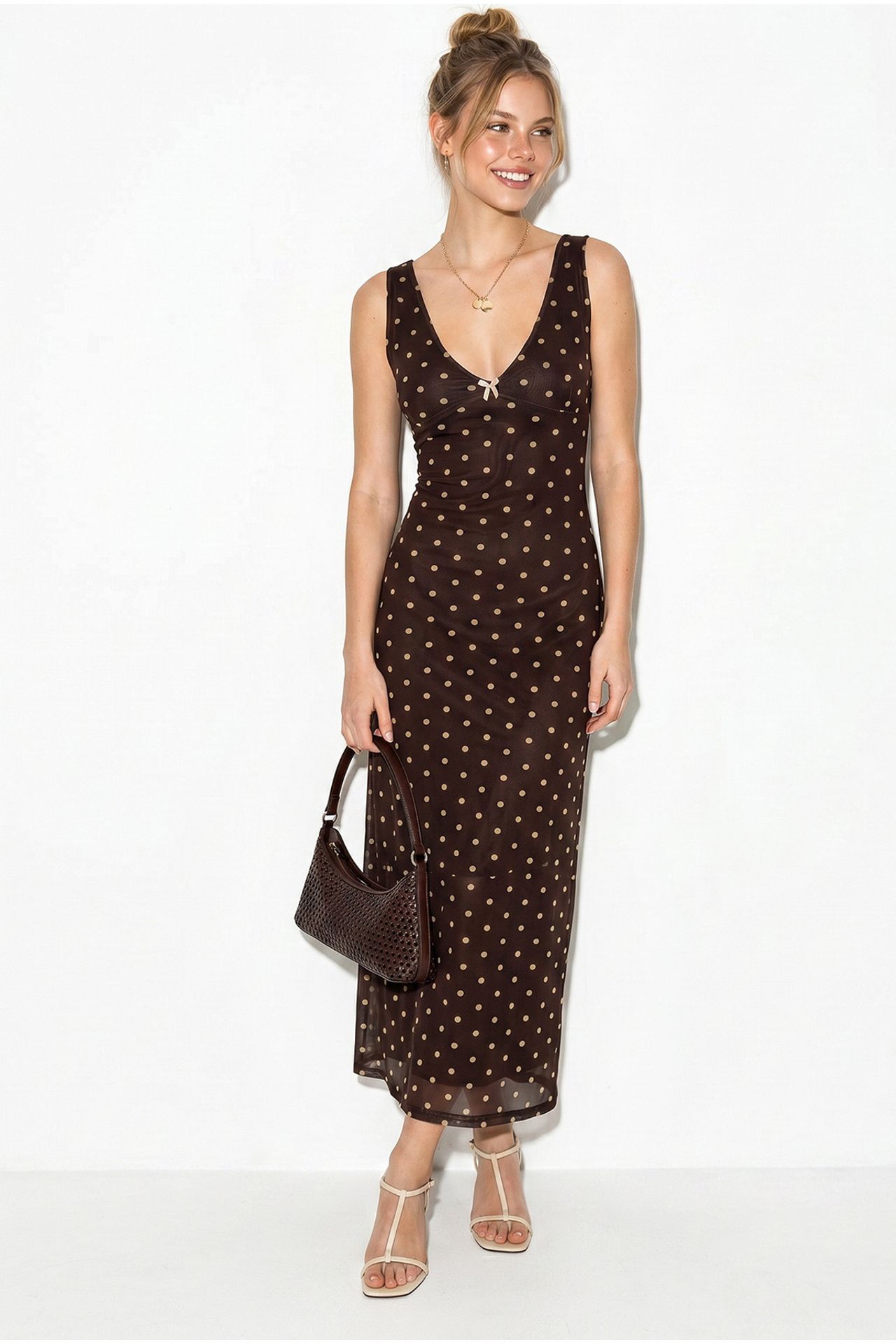 LUCCI Polka Dot Tulle Maxi Dress