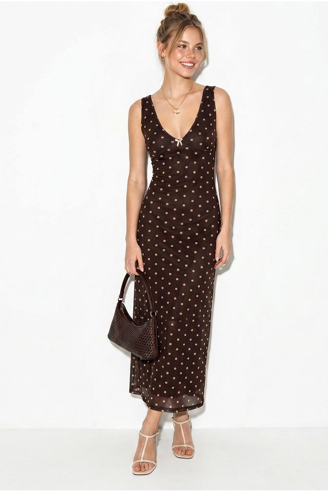 LUCCI Polka Dot Tulle Maxi Dress