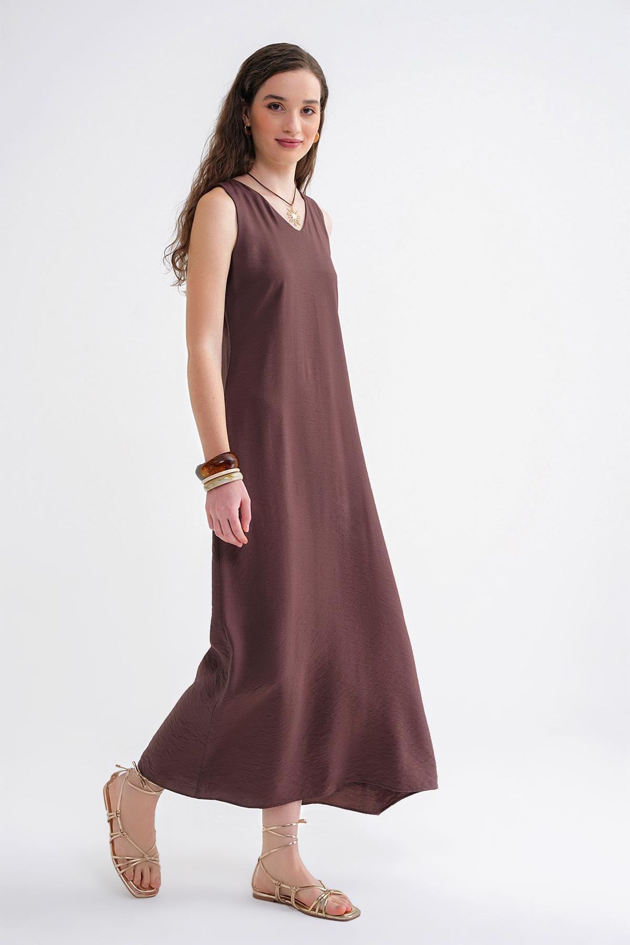 Mixray V-Neck Sleeveless Maxi Dress with Pockets 4