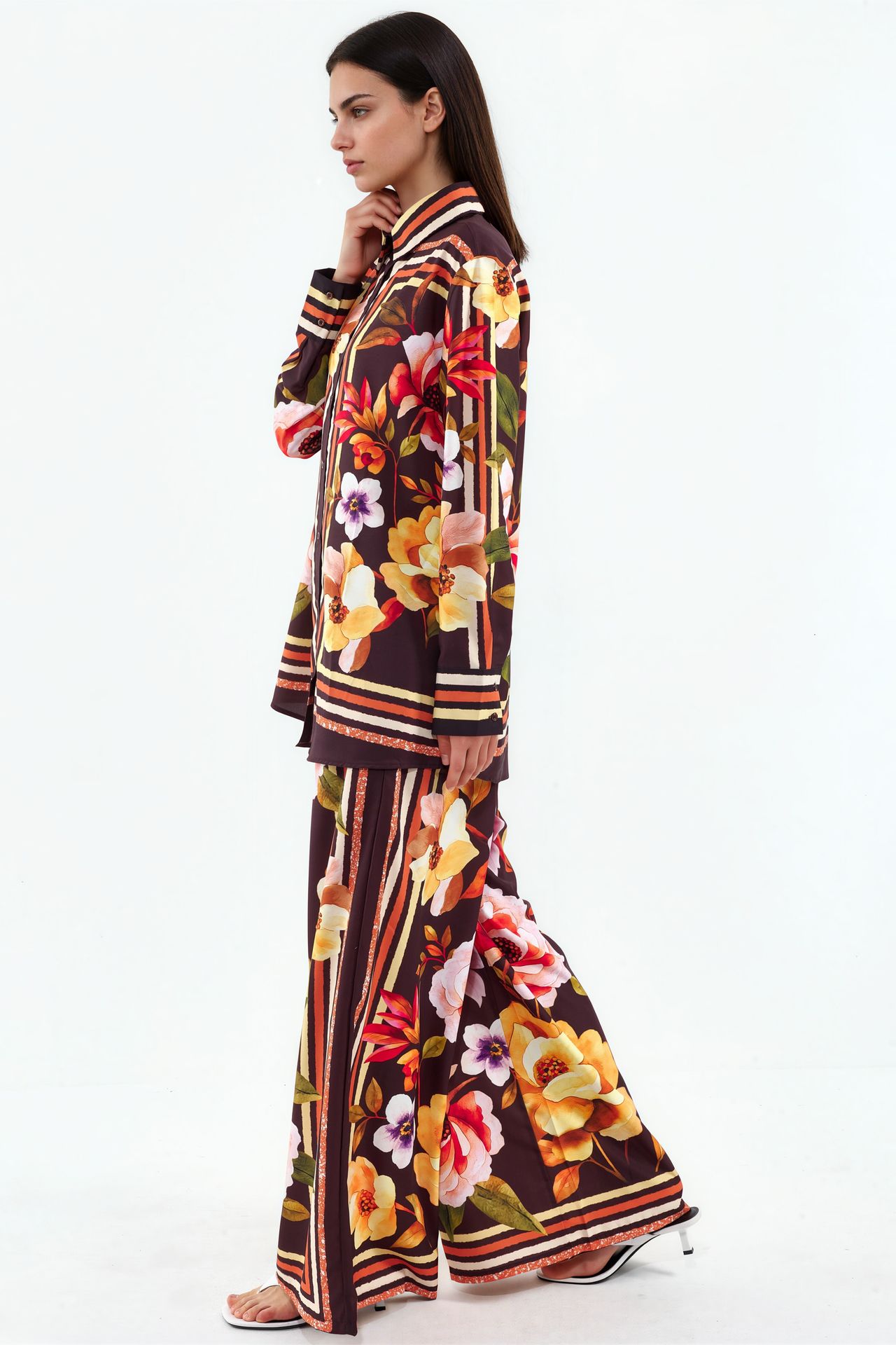 MSN Floral Shirt And Wide-leg Trouser Set 2