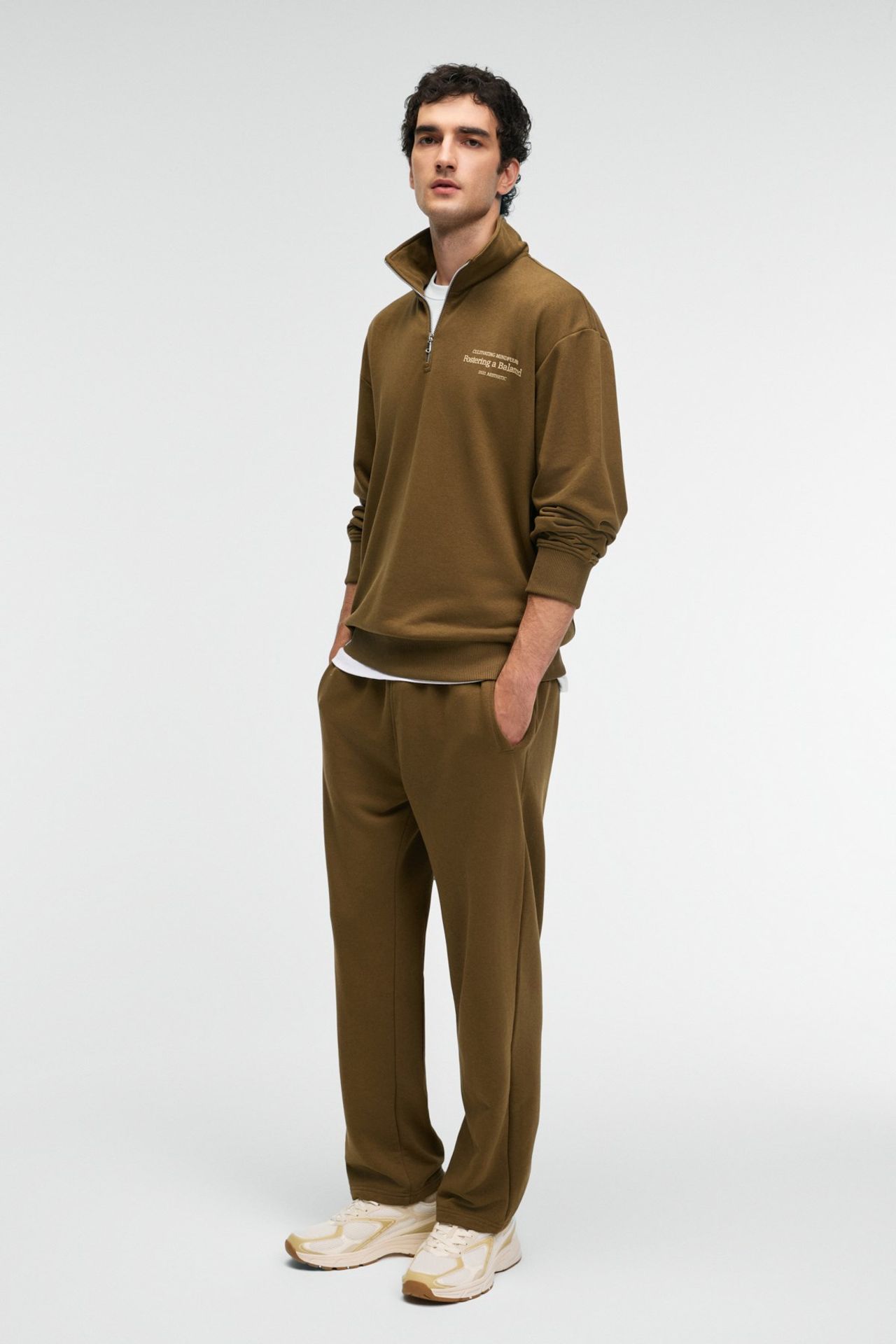 GRIMELANGE Yazı Baskılı Yarım Fermuarlı Sweatshirt 2