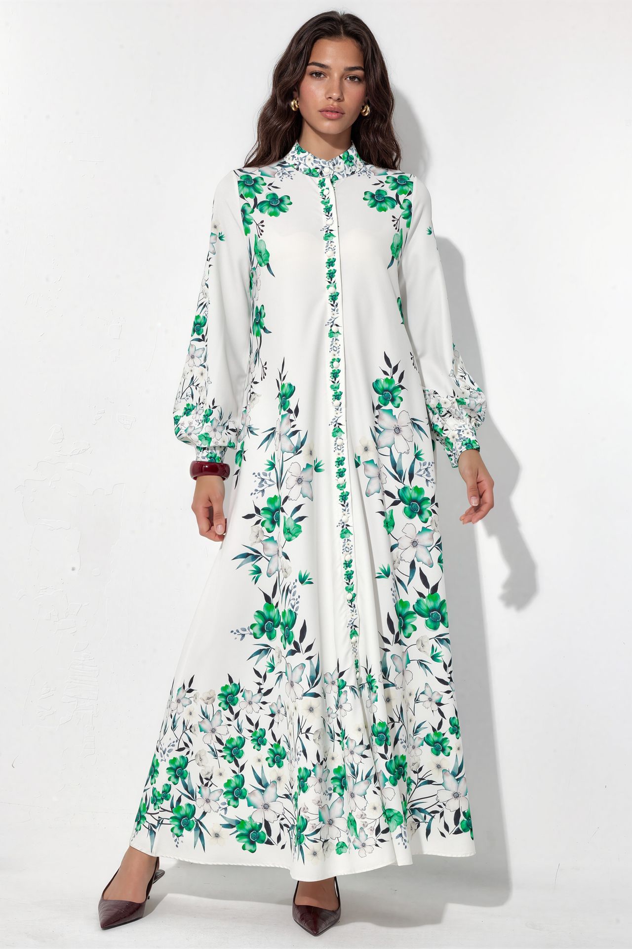 MSN Floral Belted Maxi Shirt Dress 5