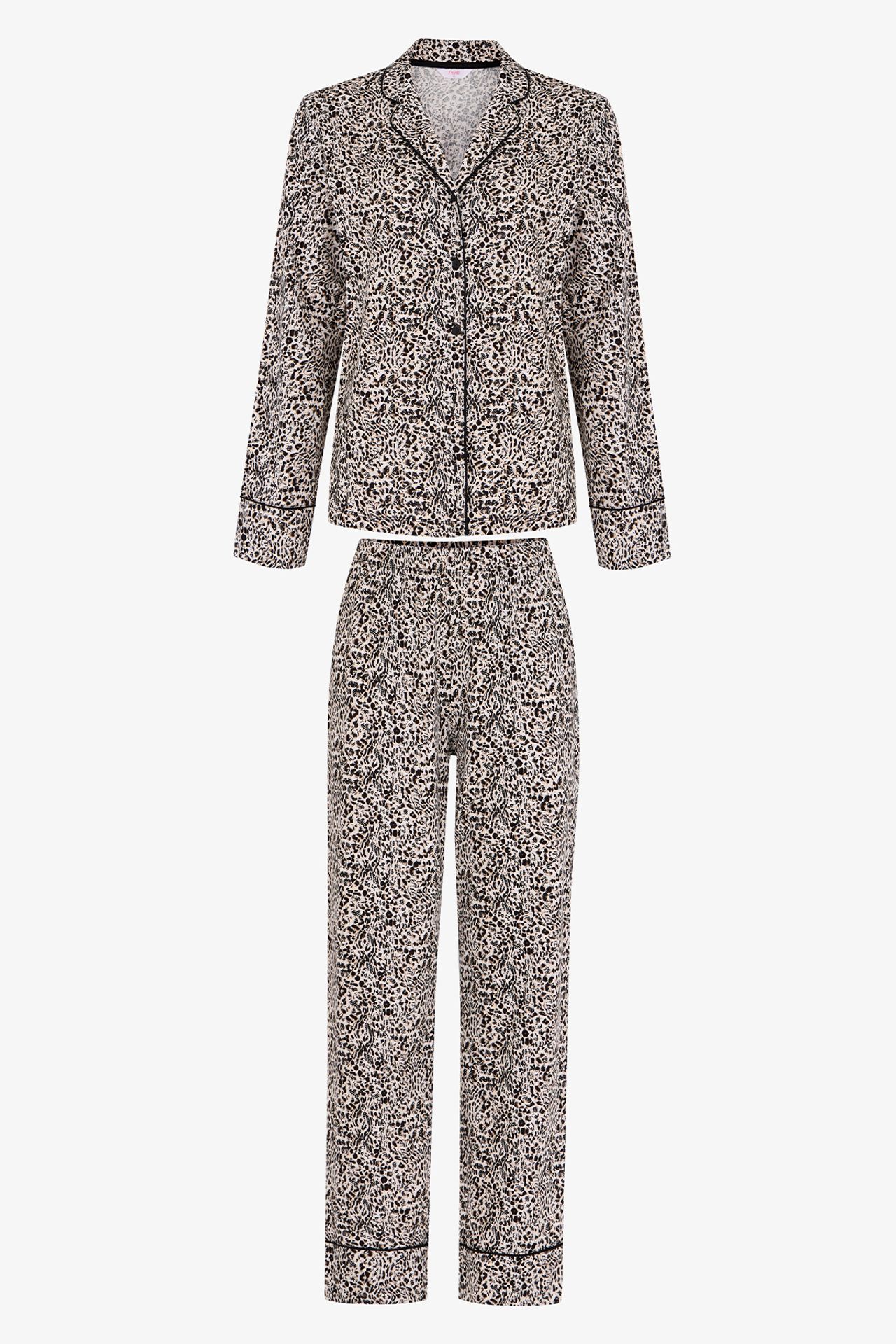 PENTI Noir Garden Leopard Print Long Sleeve Shirt Trousers Pajama Set 6