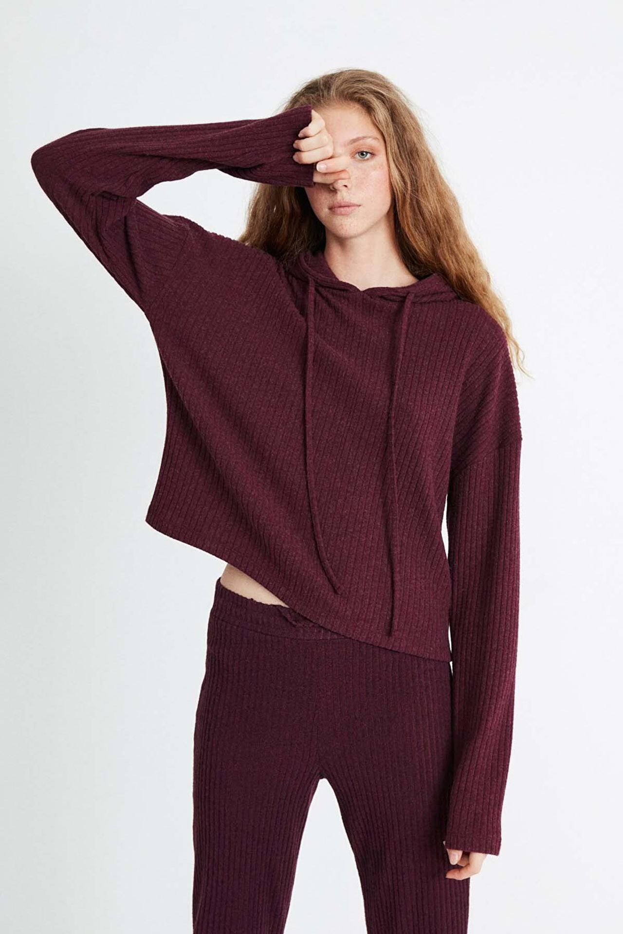 GRIMELANGE Düz Kapüşonlu Nervürlü Sweatshirt 3