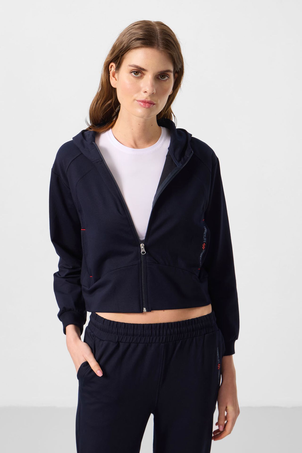 TOMMY Oversized Hooded Zip Sweatshirt And Pants Set 2