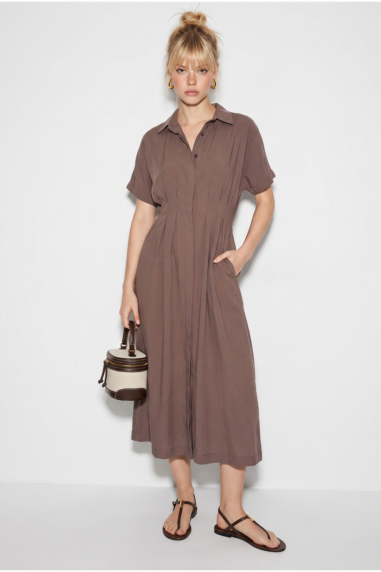 LUCCI Fitted Midi Shirt Dress 3