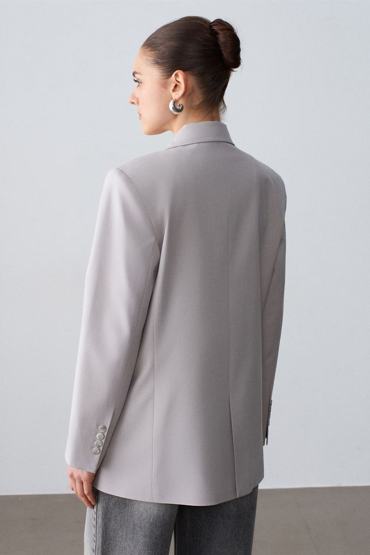 DILVIN Long Crepe Blazer Jacket 2