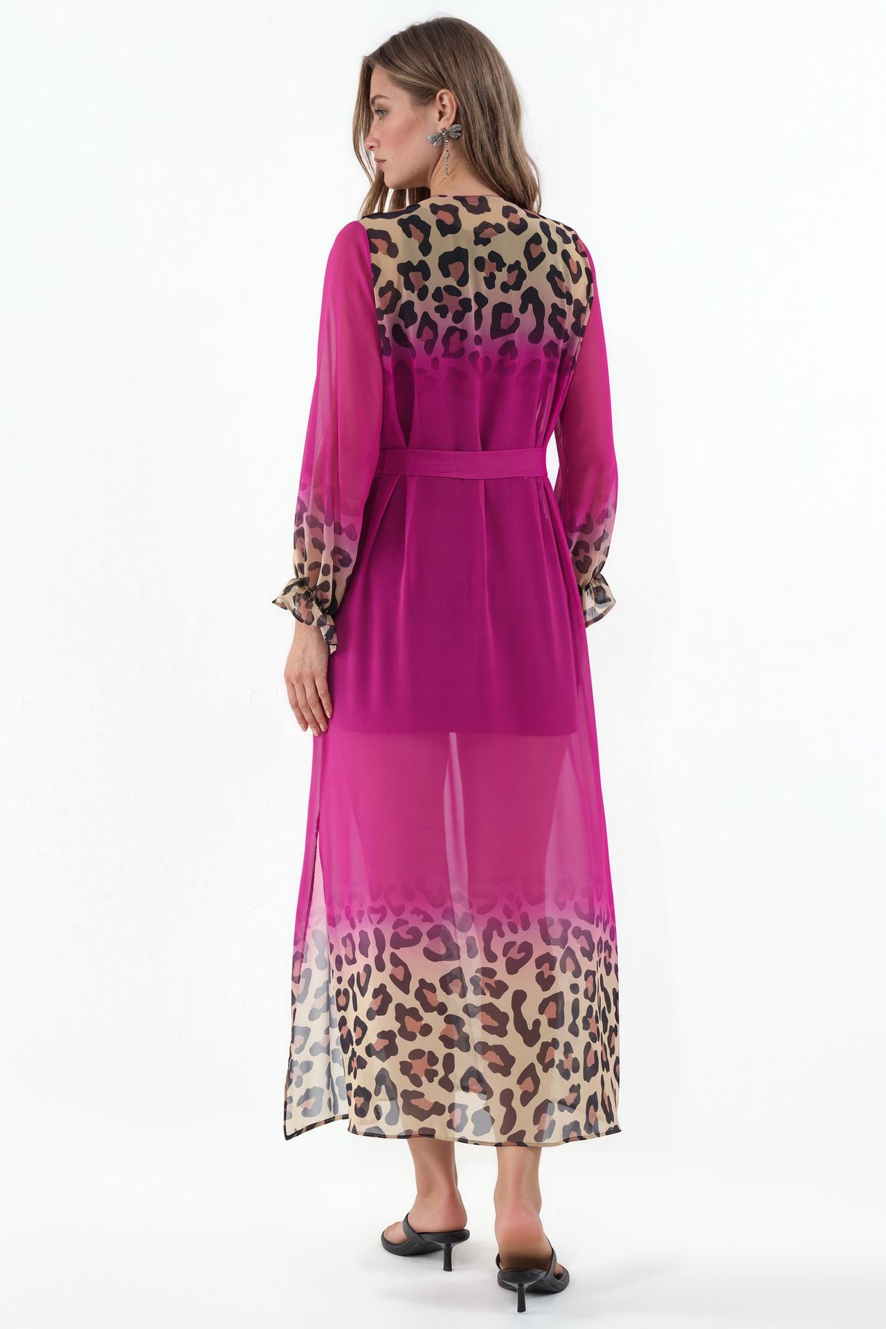 MSN Printed Maxi Chiffon Belted Cover-Up
