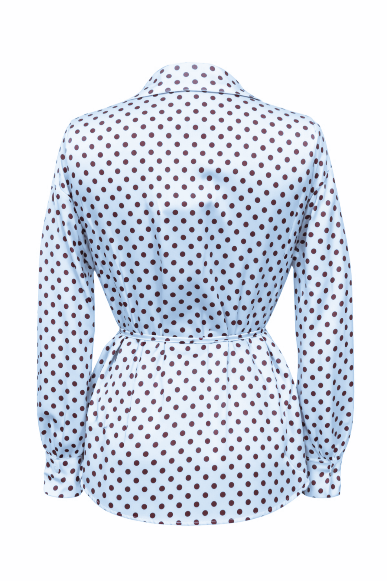 MIXRAY Polka Dot Tie Detail Button-Up Shirt 4