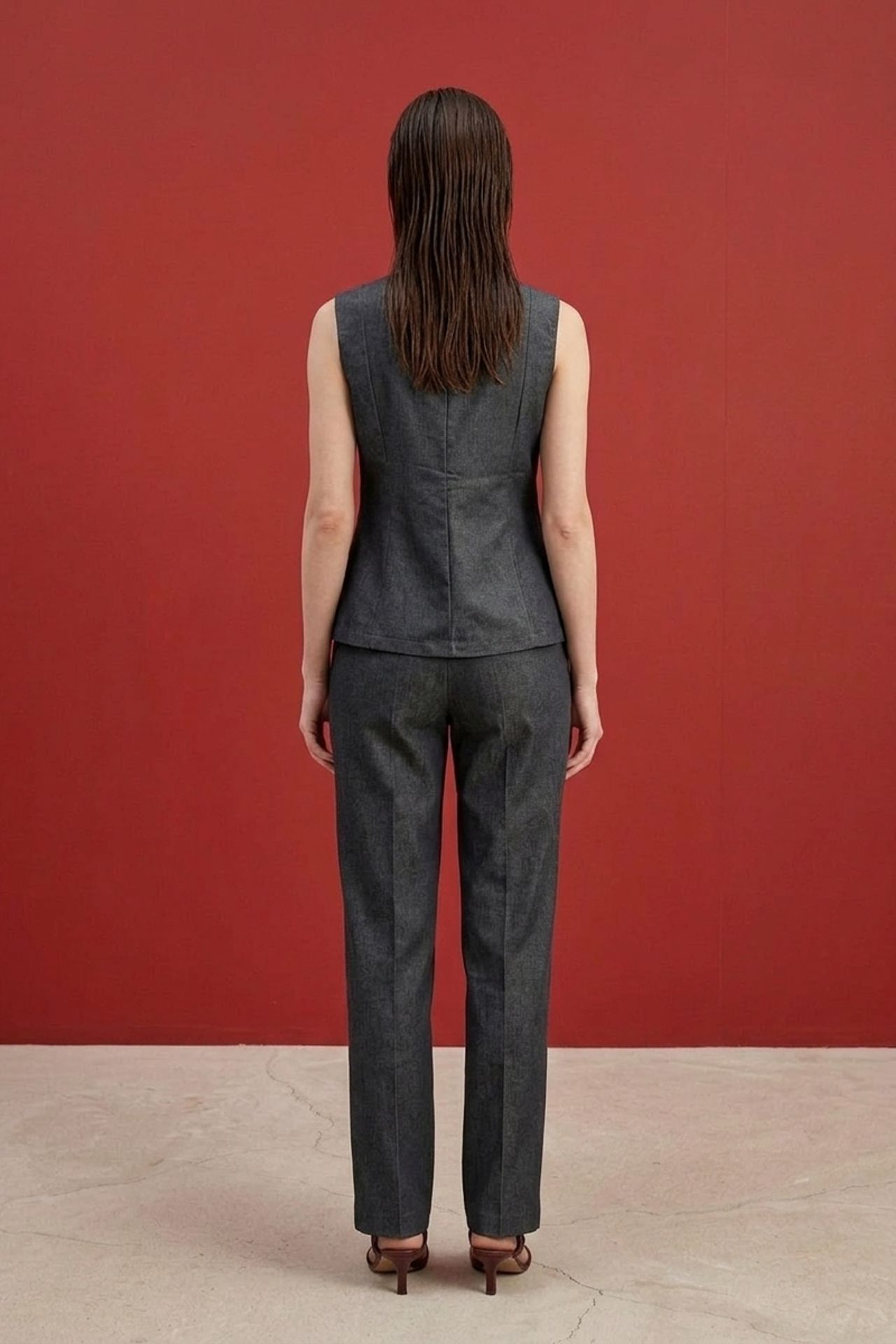 MY FASHION Cotton Poplin Vest and Wide-Leg Trouser Set 6
