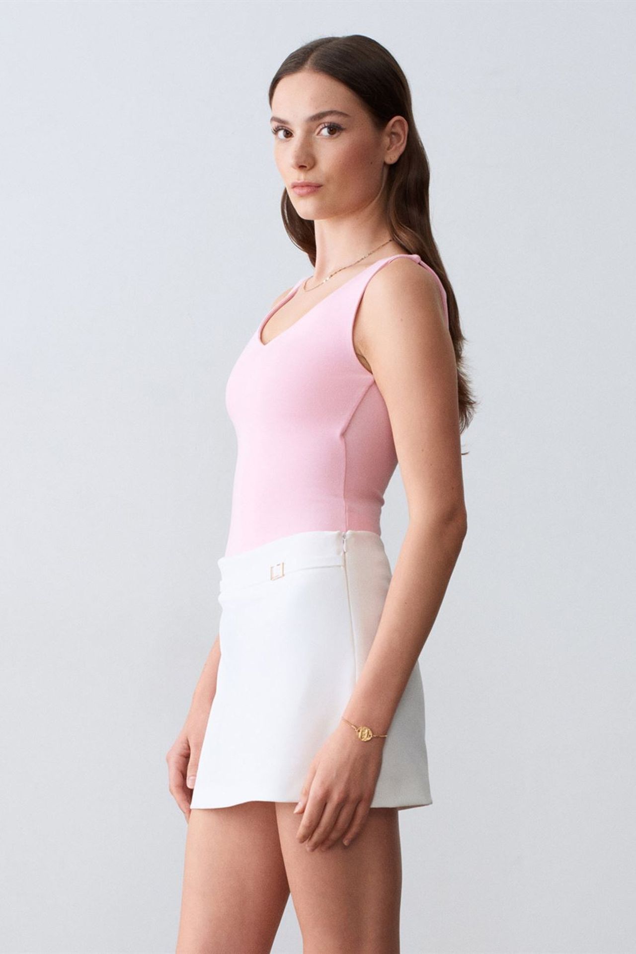 DILVIN High-Waist Belted A-Line Mini Skirt 2