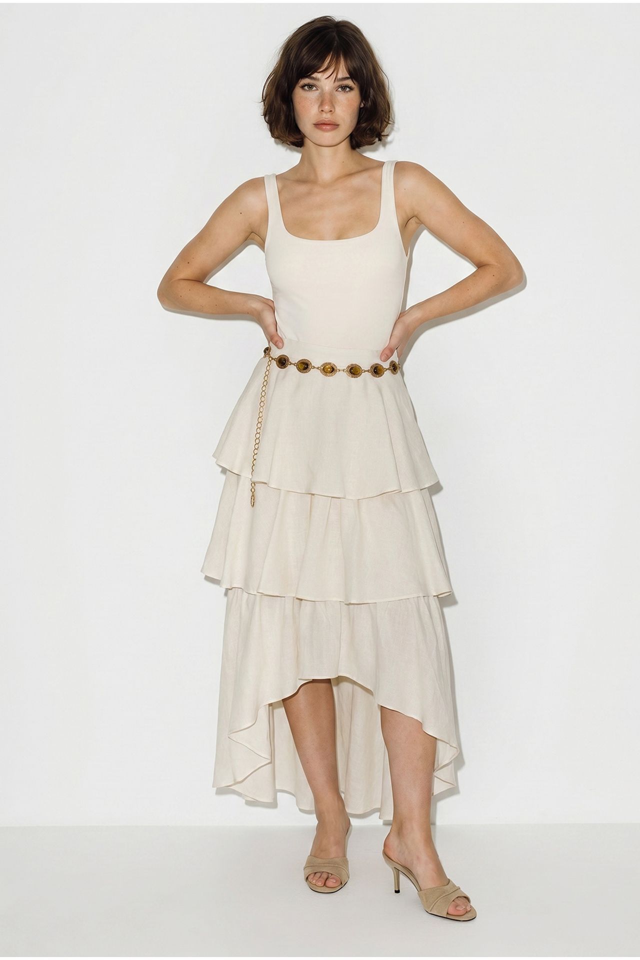 LUCCI High-Waist Cotton Poplin Midi Skirt 3