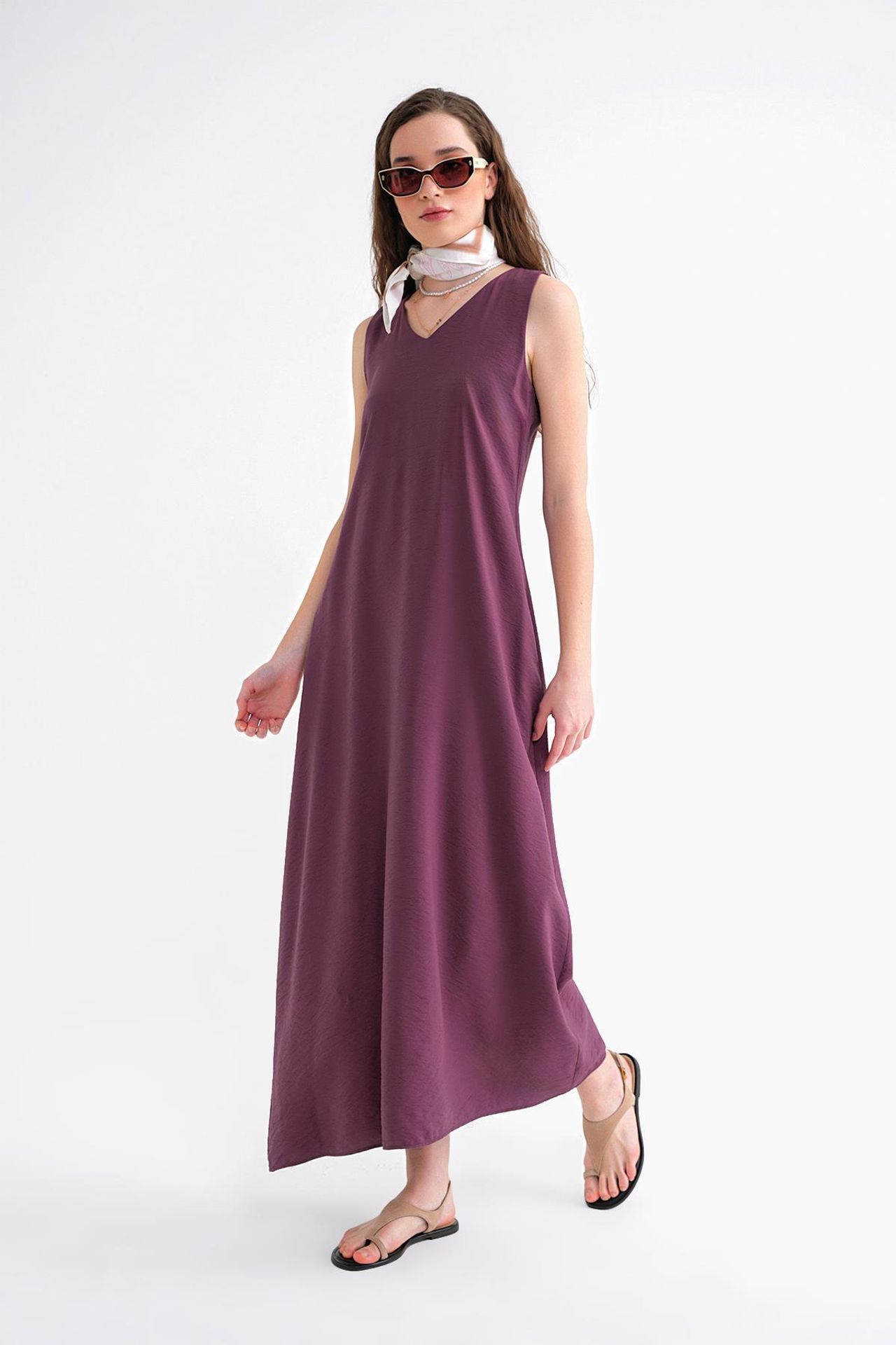 Mixray V-Neck Sleeveless Maxi Dress with Pockets 5