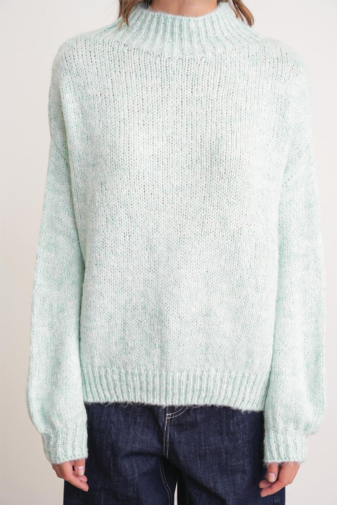 Mixray Relaxed Fit Crew Neck Thick Knit Sweater 4