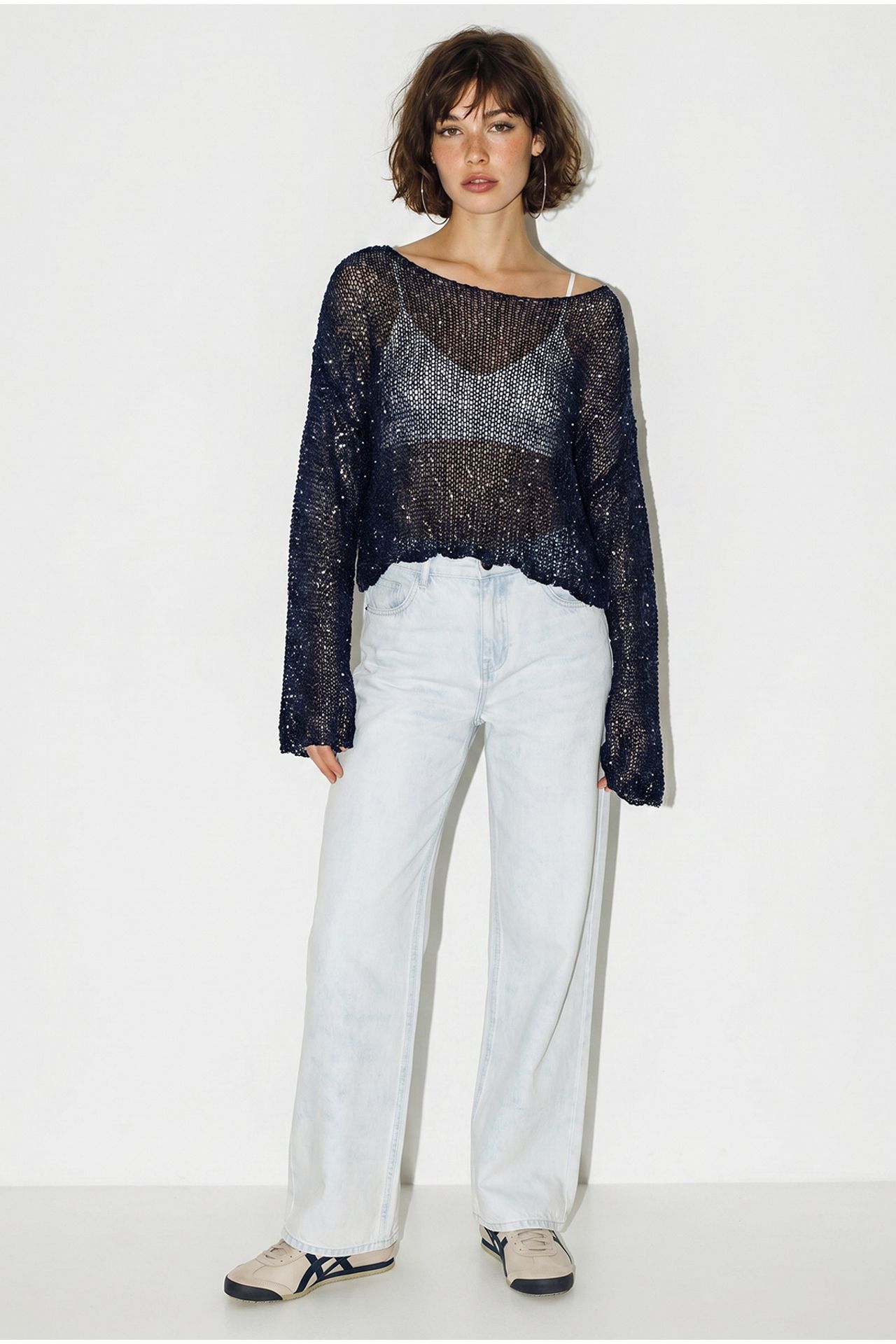 LUCCI Loose Sequin Knit Crop Top 5