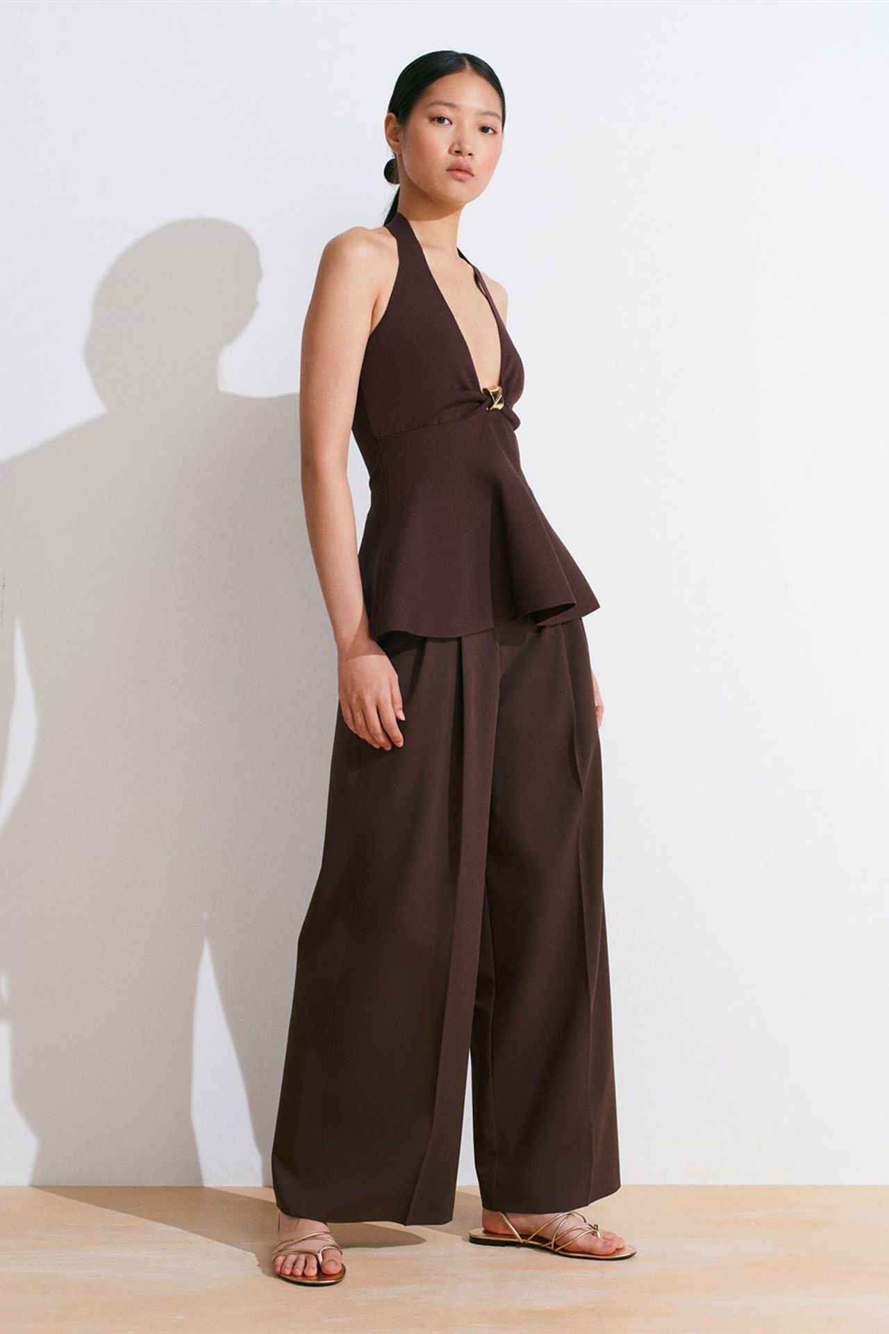 DILVIN Seamless Halter Peplum Blouse 3