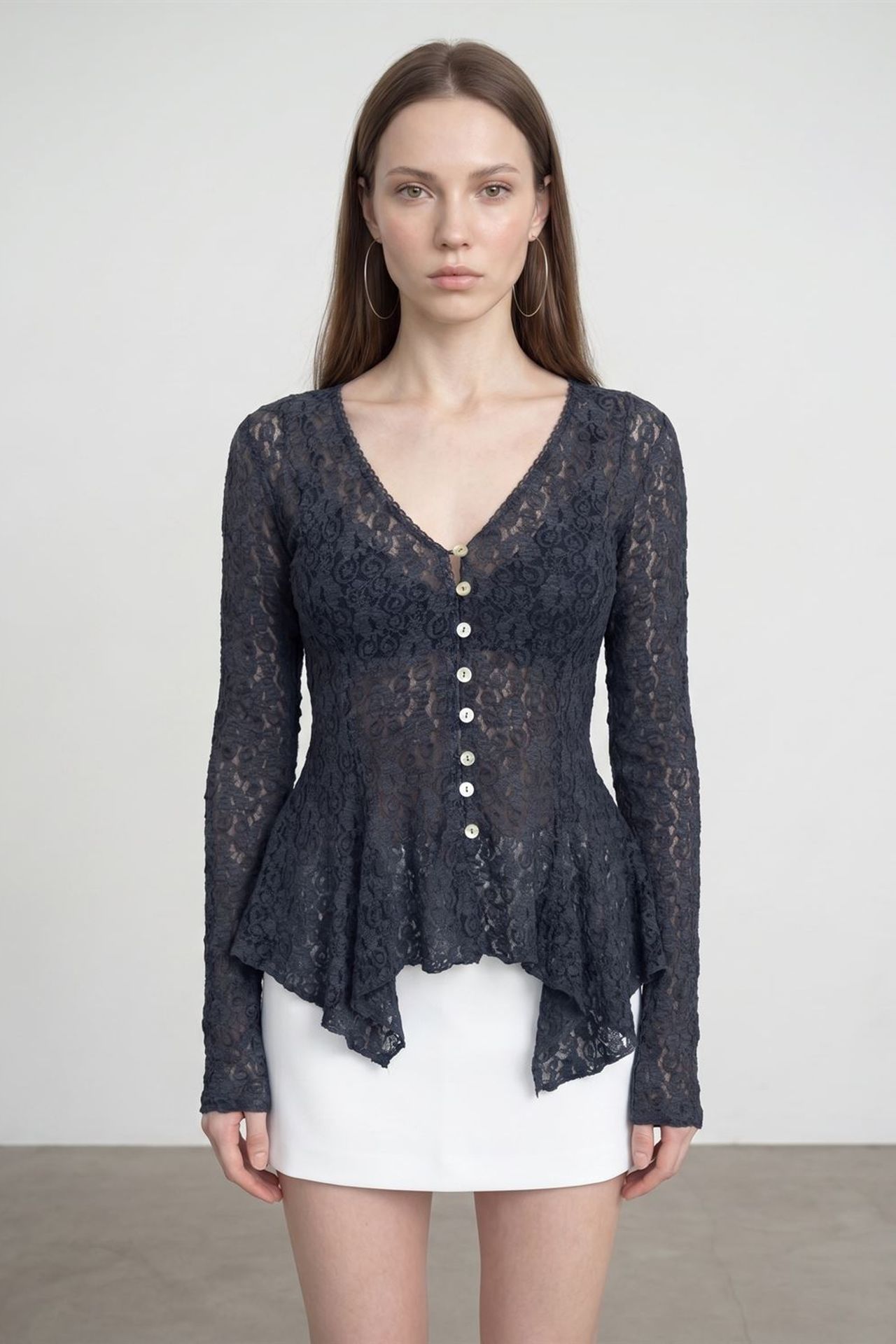 DILVIN Lace V-Neck Button Cardigan 5