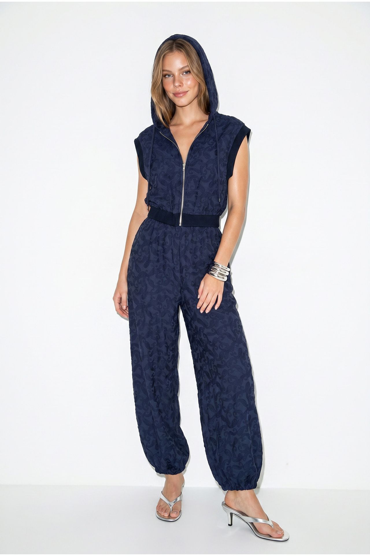 LUCCI Patterned Hooded Vest And Wide-Leg Trousers Set 3
