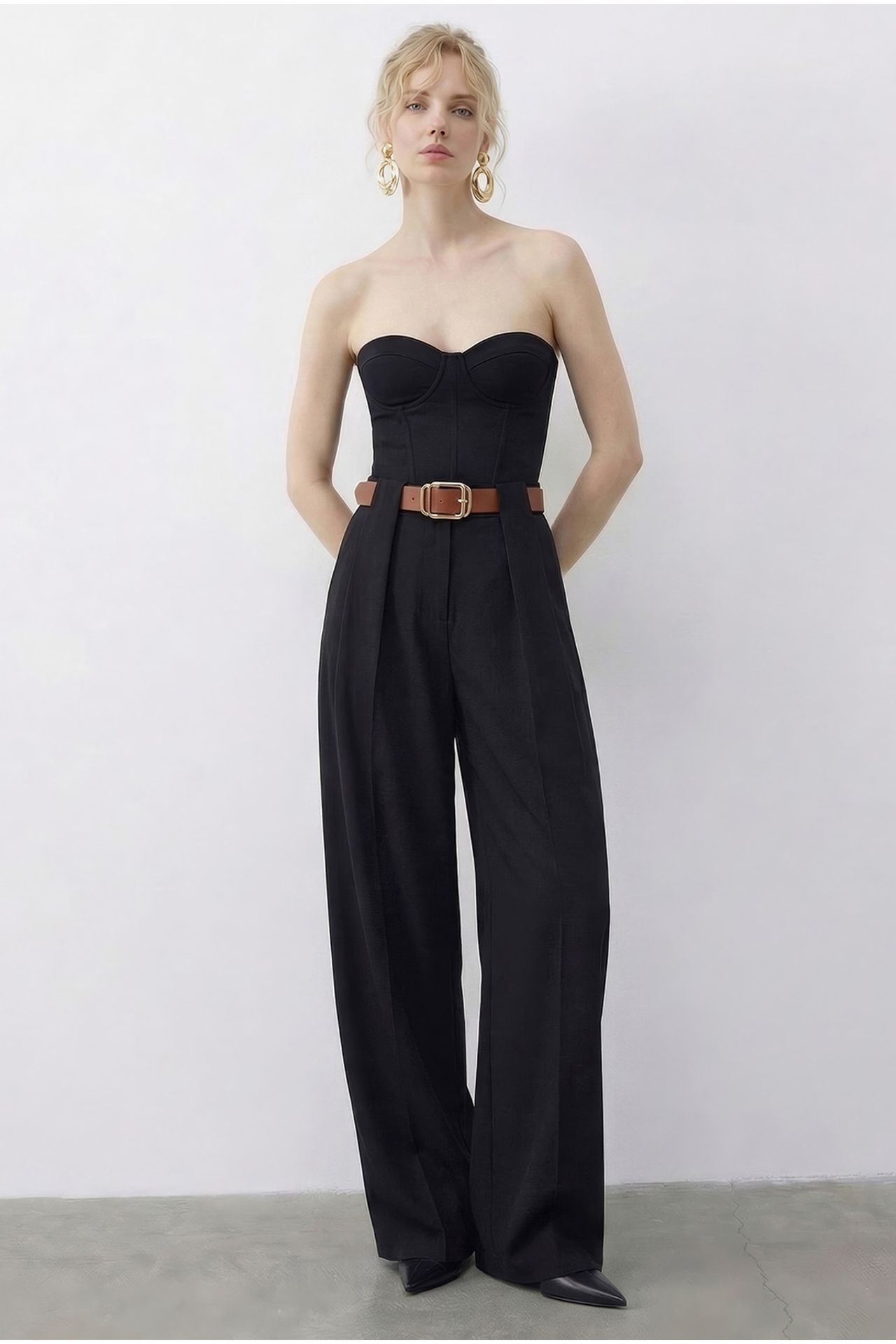 LUCCI High Waist Wide Leg Palazzo Pants with Belt 3