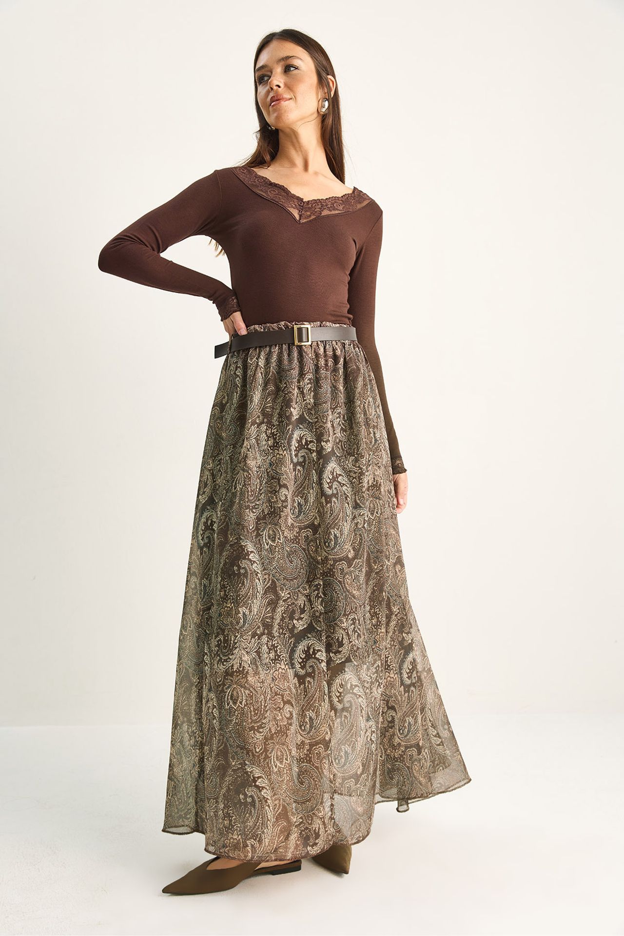 LUCCI Cotton Blend A-Line Skirt 4