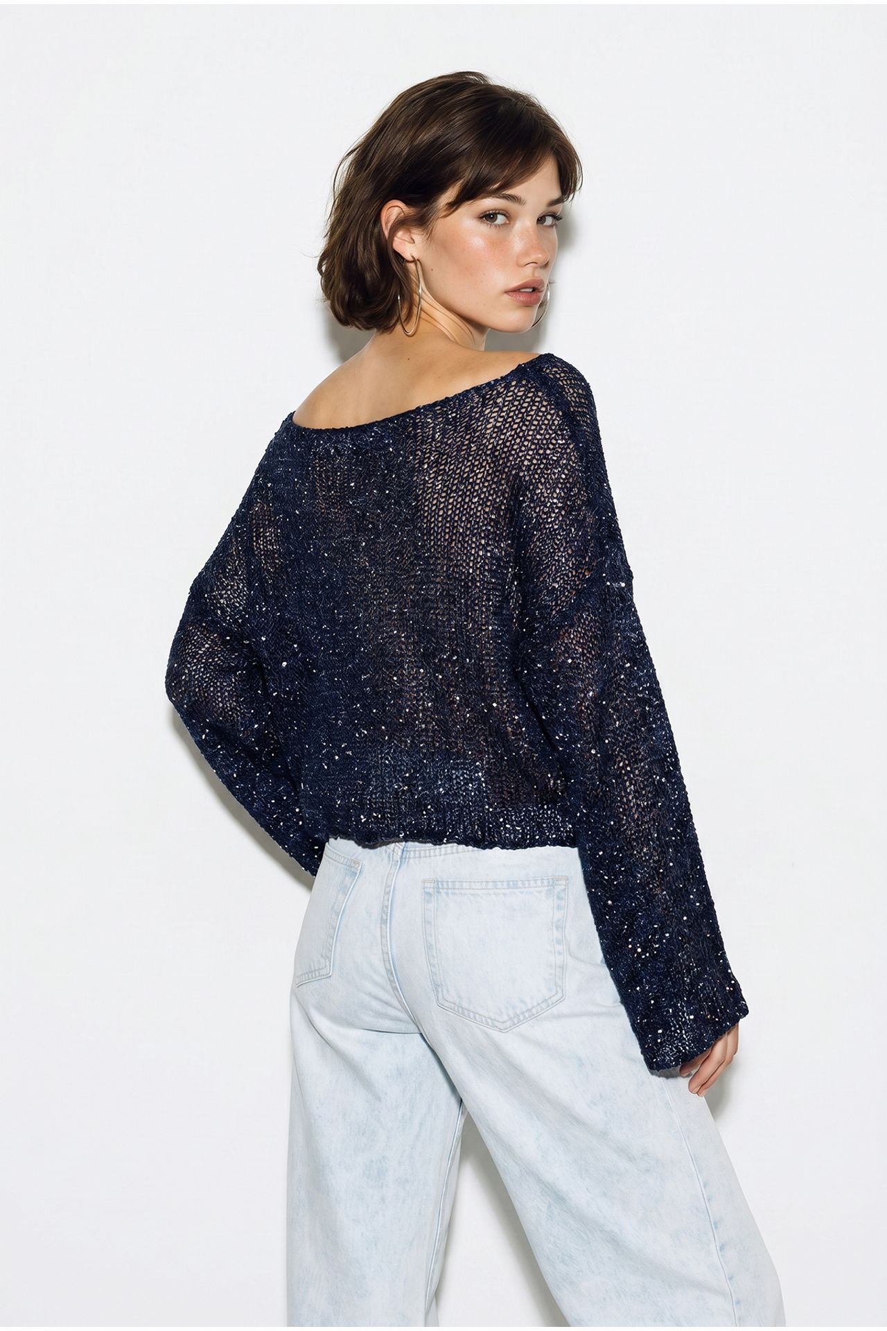 LUCCI Loose Sequin Knit Crop Top 6