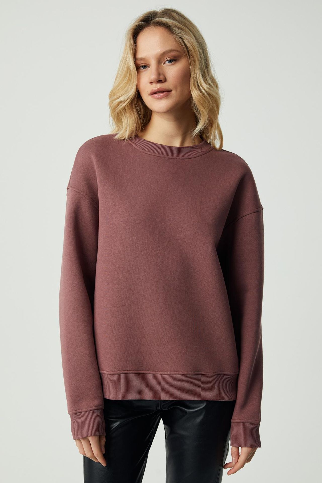 GRIMELANGE Geniş Kesimli Fitilli Bisiklet Yaka Sweatshirt 1