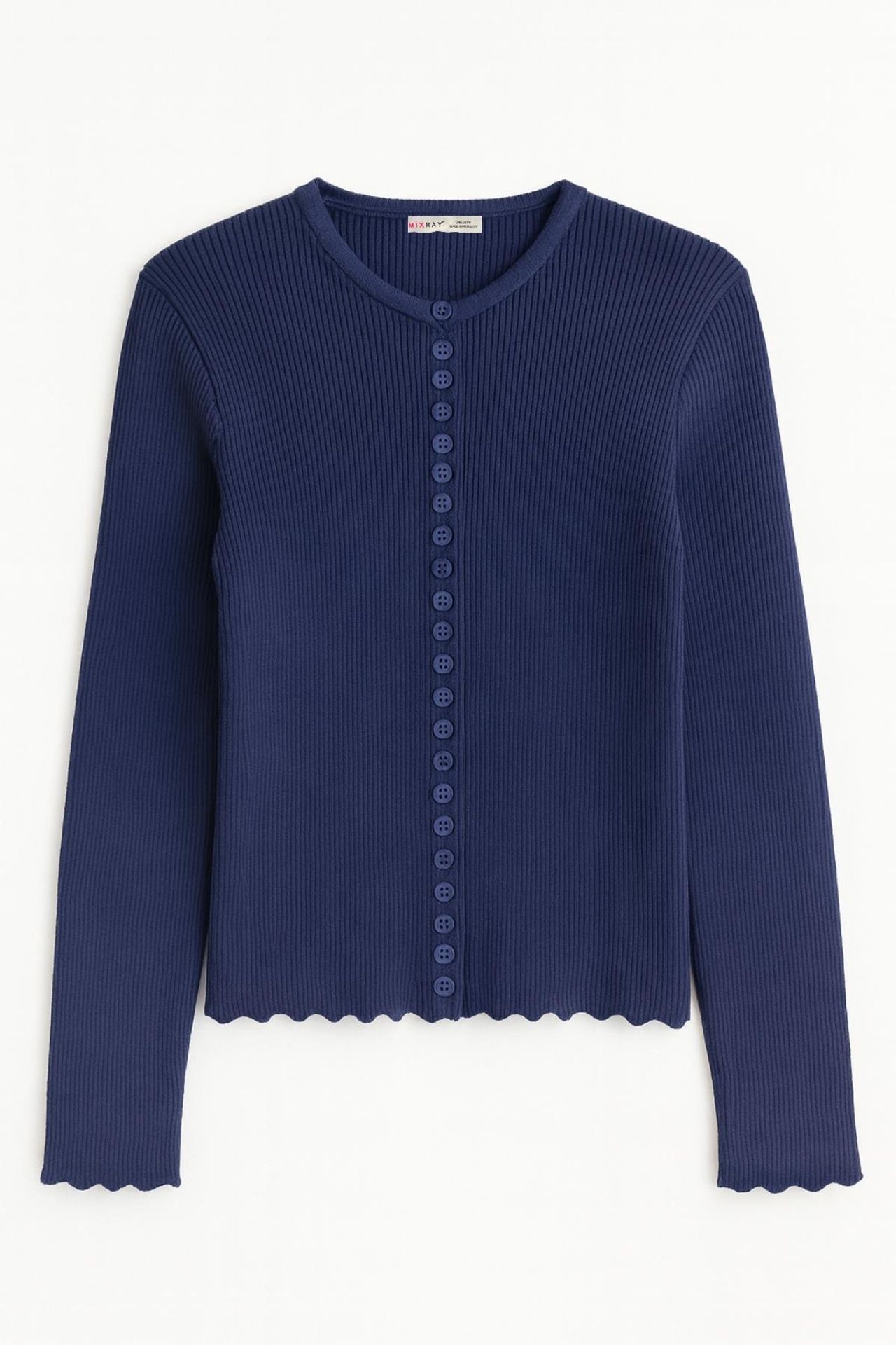 MIXRAY Ribbed Knit Buttoned Cardigan 5