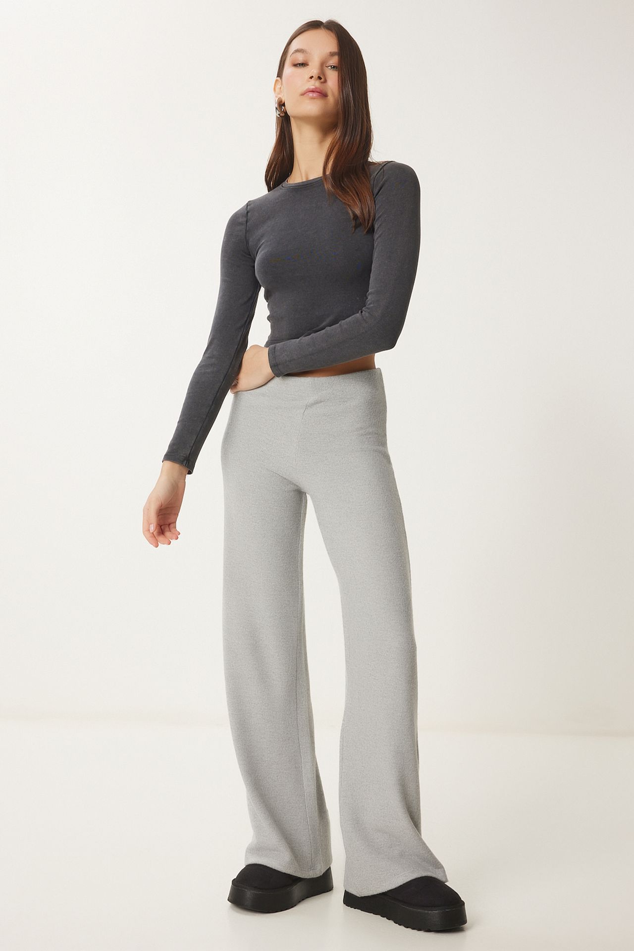 ISTANBUL Soft Textured Wide Leg Pants 3