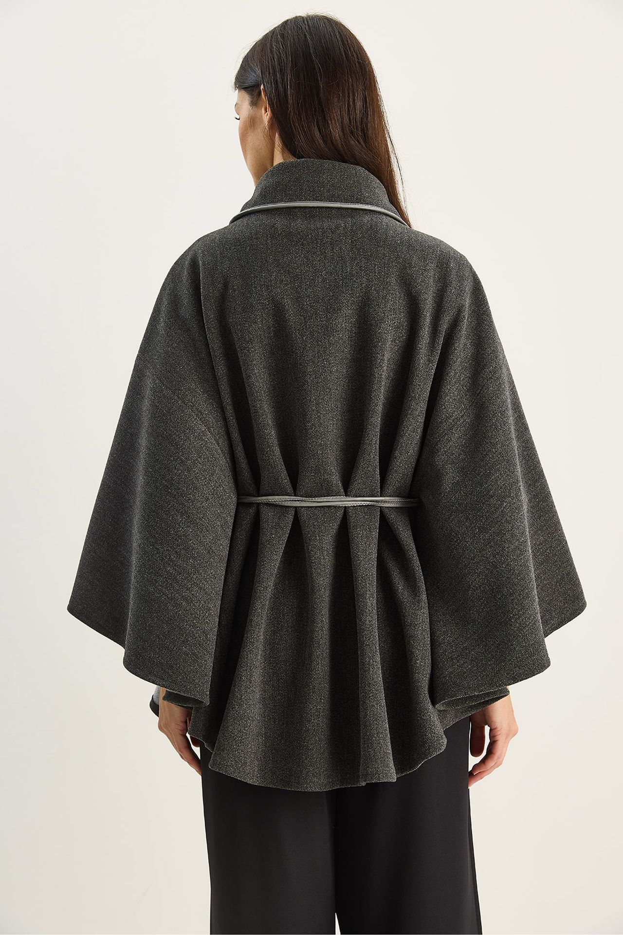 LUCCI Oversized Textured Wool Blend Overcoat with Jacket Collar 6